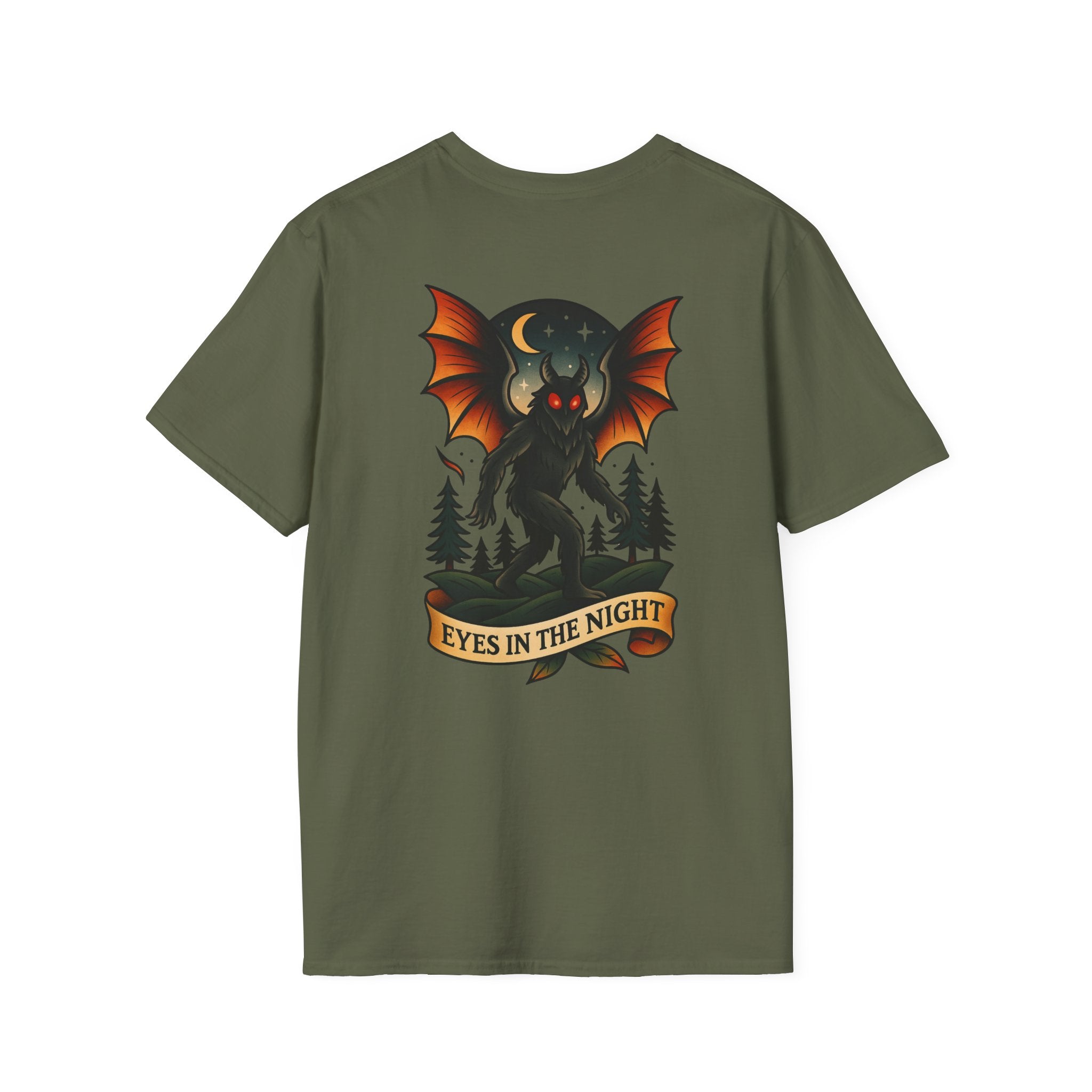 Mothman Adventure Retro Graphic Tee | Cryptozoology Unisex Softstyle T-Shirt