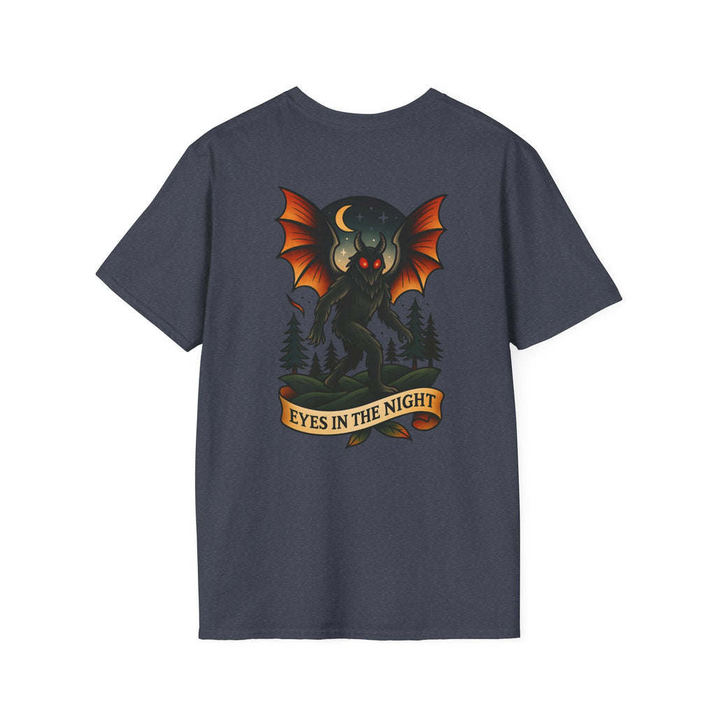 Mothman Adventure Retro Graphic Tee | Cryptozoology Unisex Softstyle T-Shirt