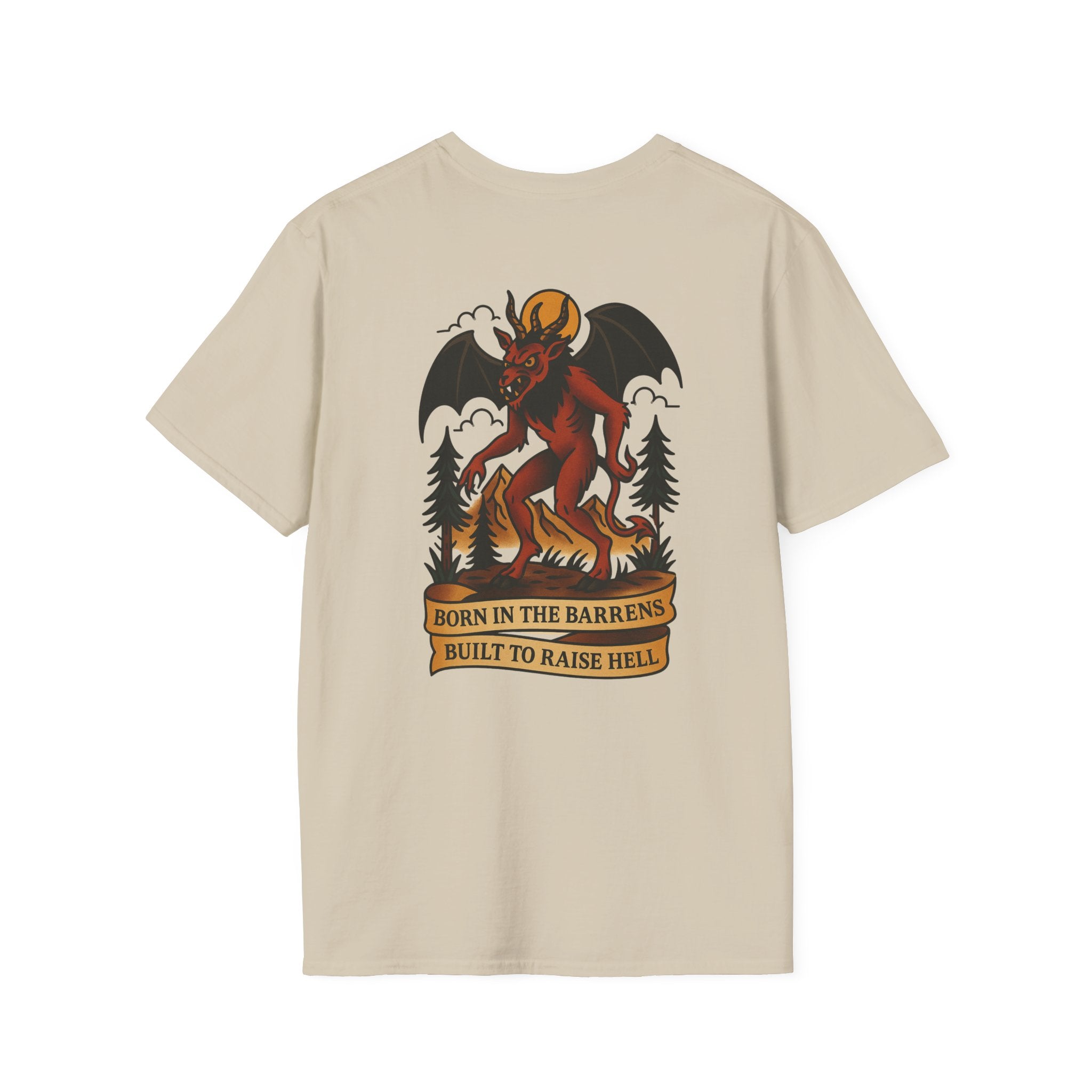 Jersey Devil Adventure Retro Graphic Tee | Cryptozoology Unisex Softstyle T-Shirt
