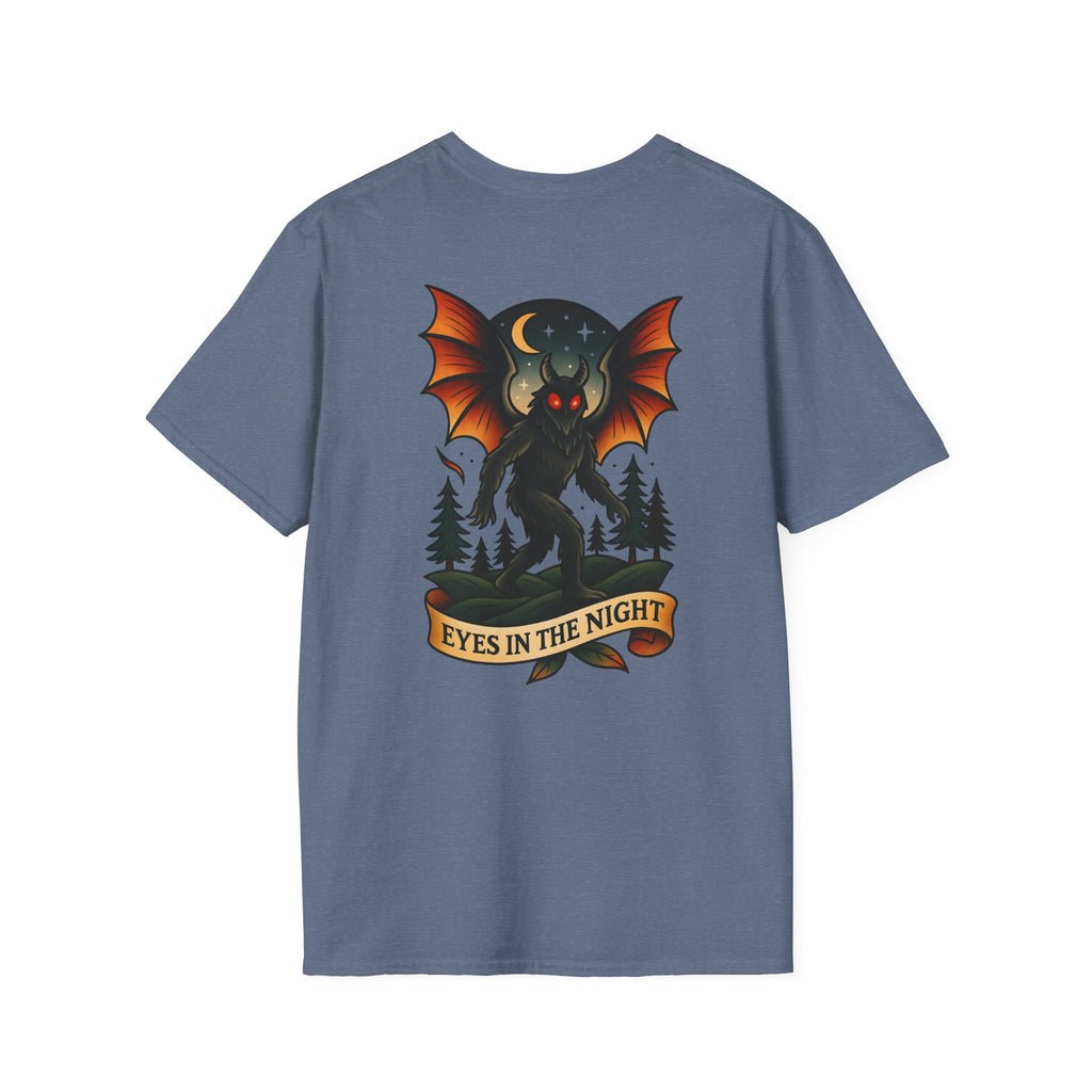 Mothman Adventure Retro Graphic Tee | Cryptozoology Unisex Softstyle T-Shirt