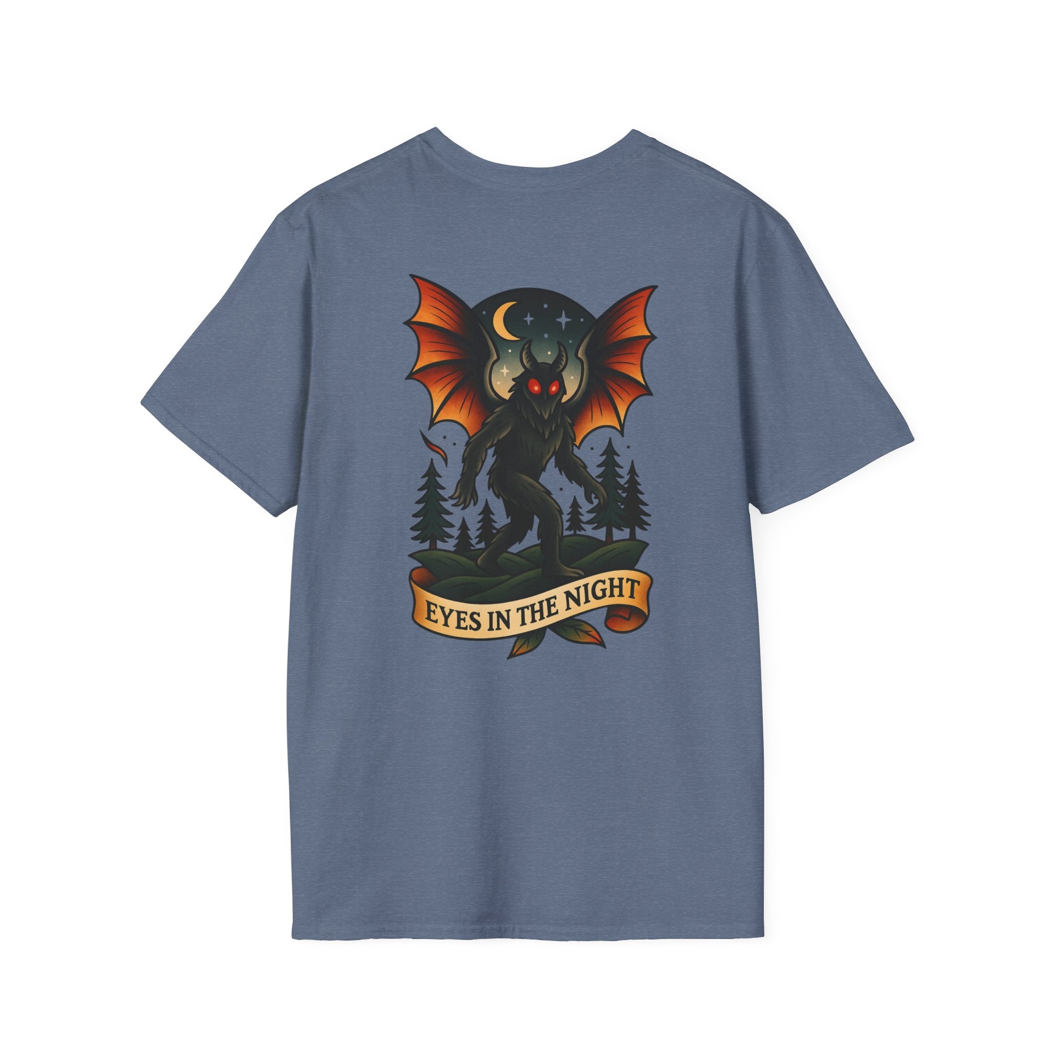 Mothman Adventure Retro Graphic Tee | Cryptozoology Unisex Softstyle T-Shirt