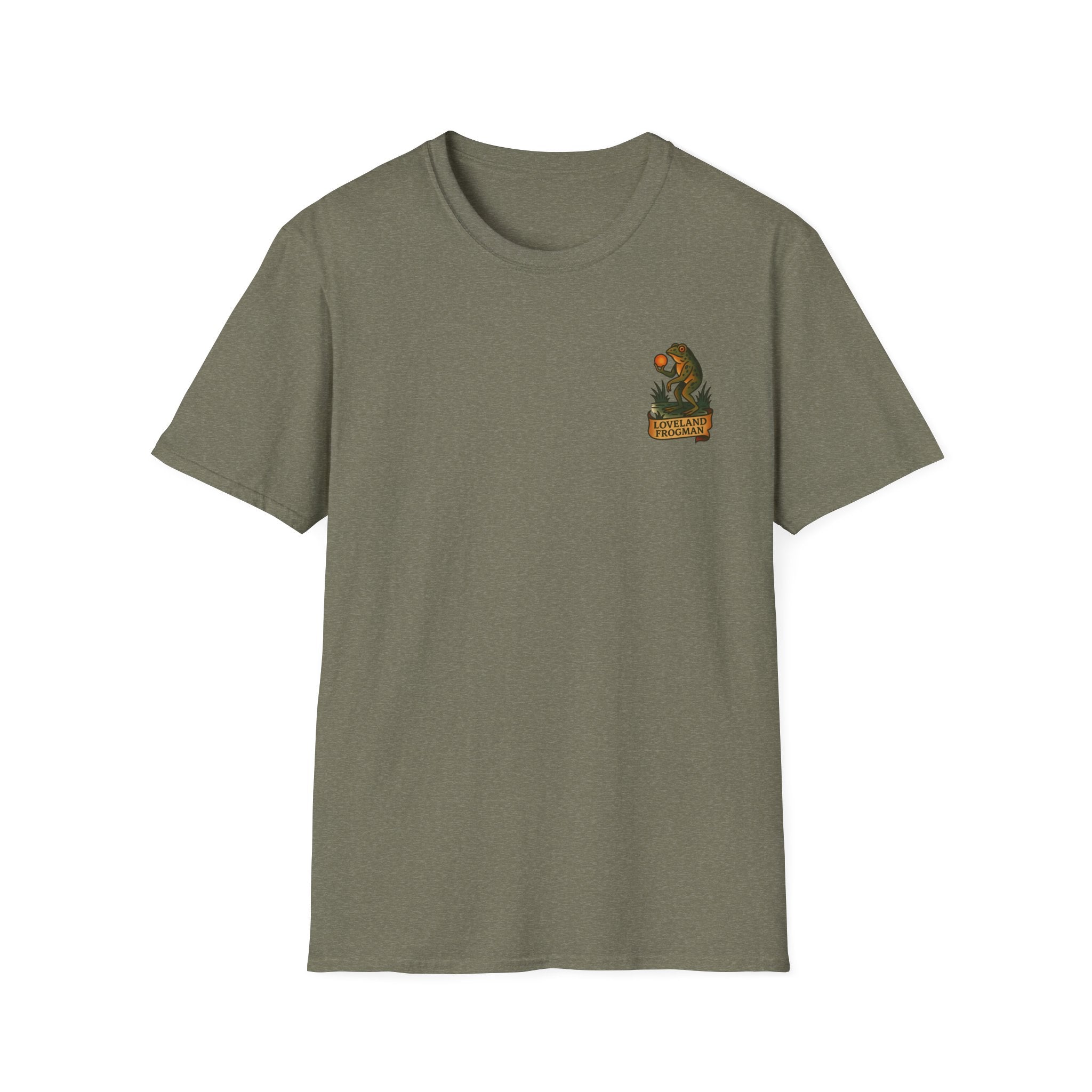 Loveland Frogman Adventure Retro Graphic Tee | Cryptozoology Unisex Softstyle T-Shirt