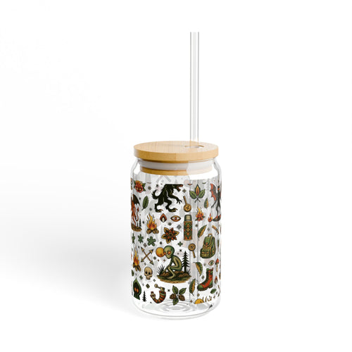 16oz Glass Sipper Cup Forest Monsters