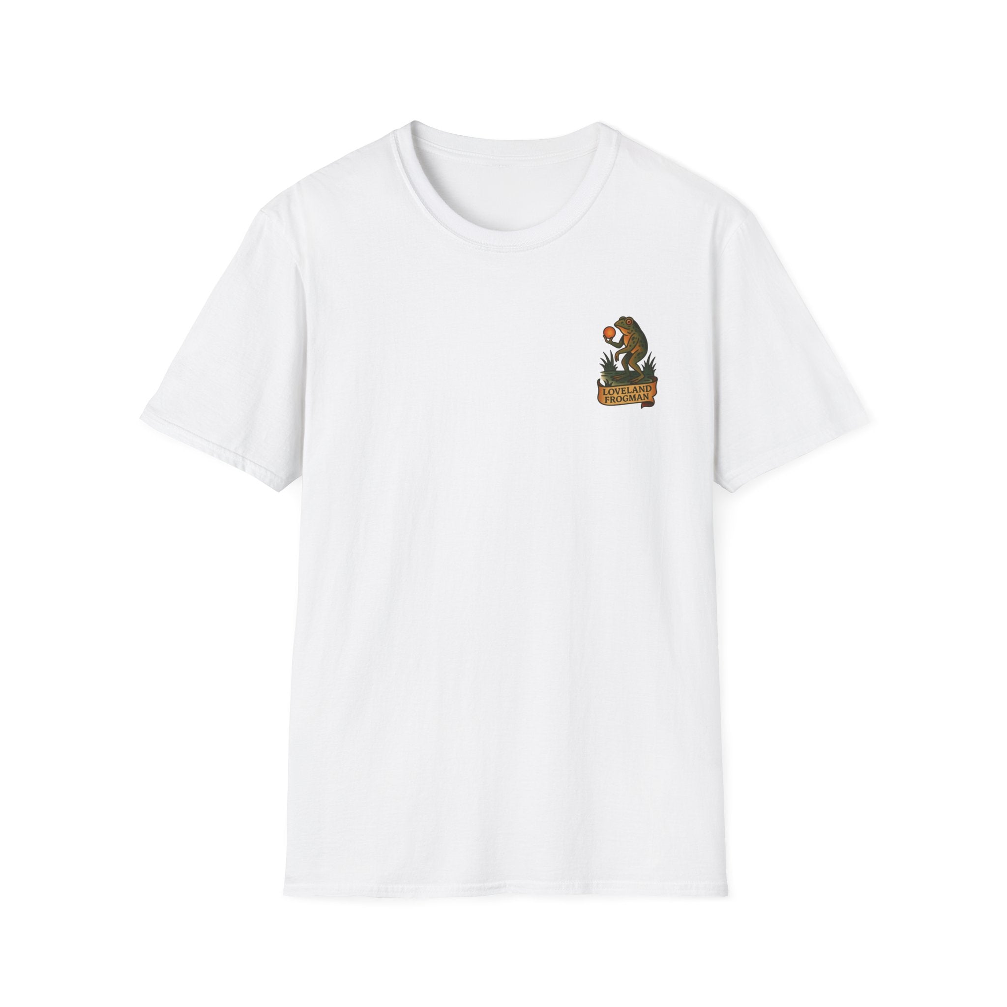 Loveland Frogman Adventure Retro Graphic Tee | Cryptozoology Unisex Softstyle T-Shirt