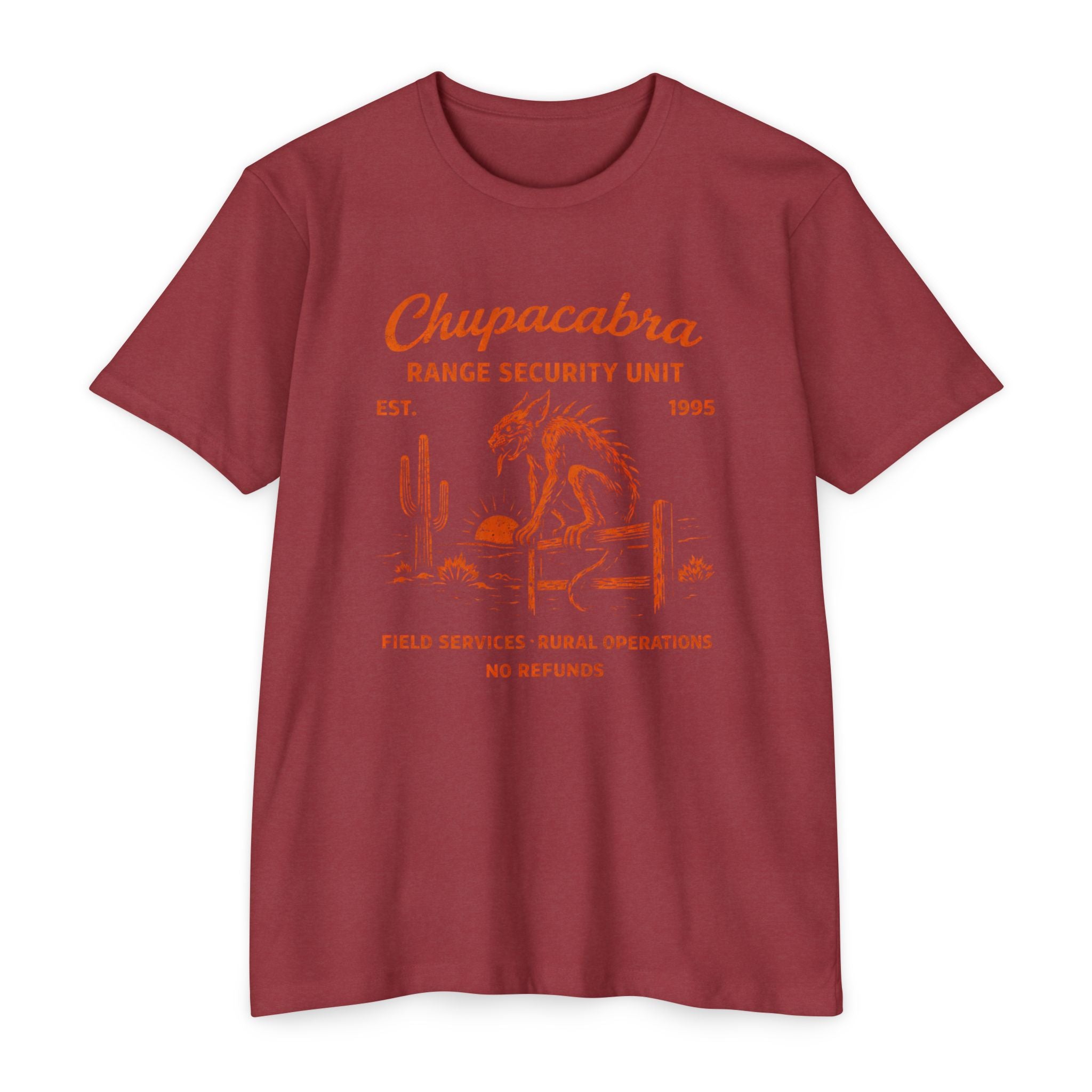 Chupacabra Range Security Unit T-Shirt — Vintage Cryptid Desert Graphic