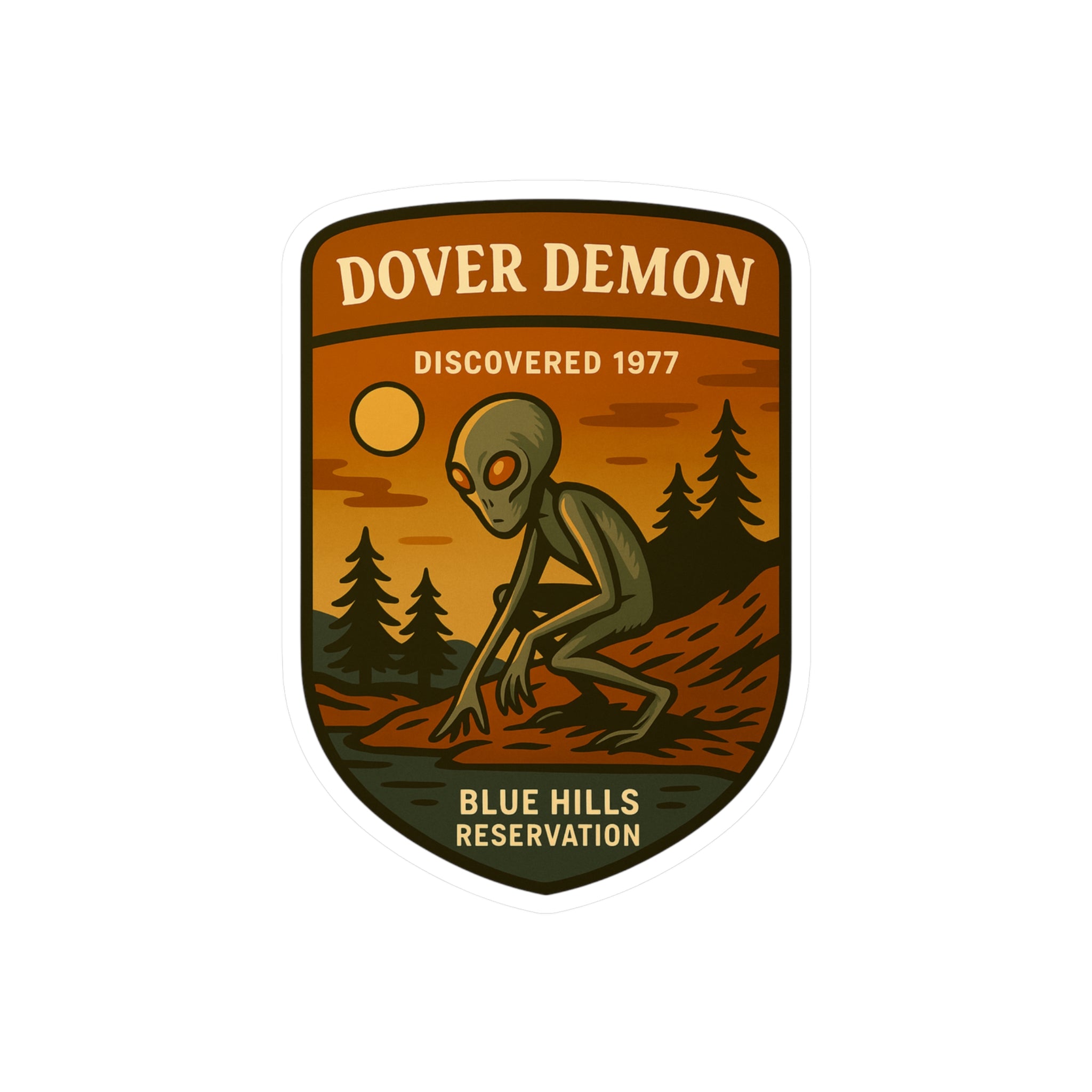 Dover Demon Alien patch sticker Kiss-Cut Vinyl Decal | Blue Hills reservation