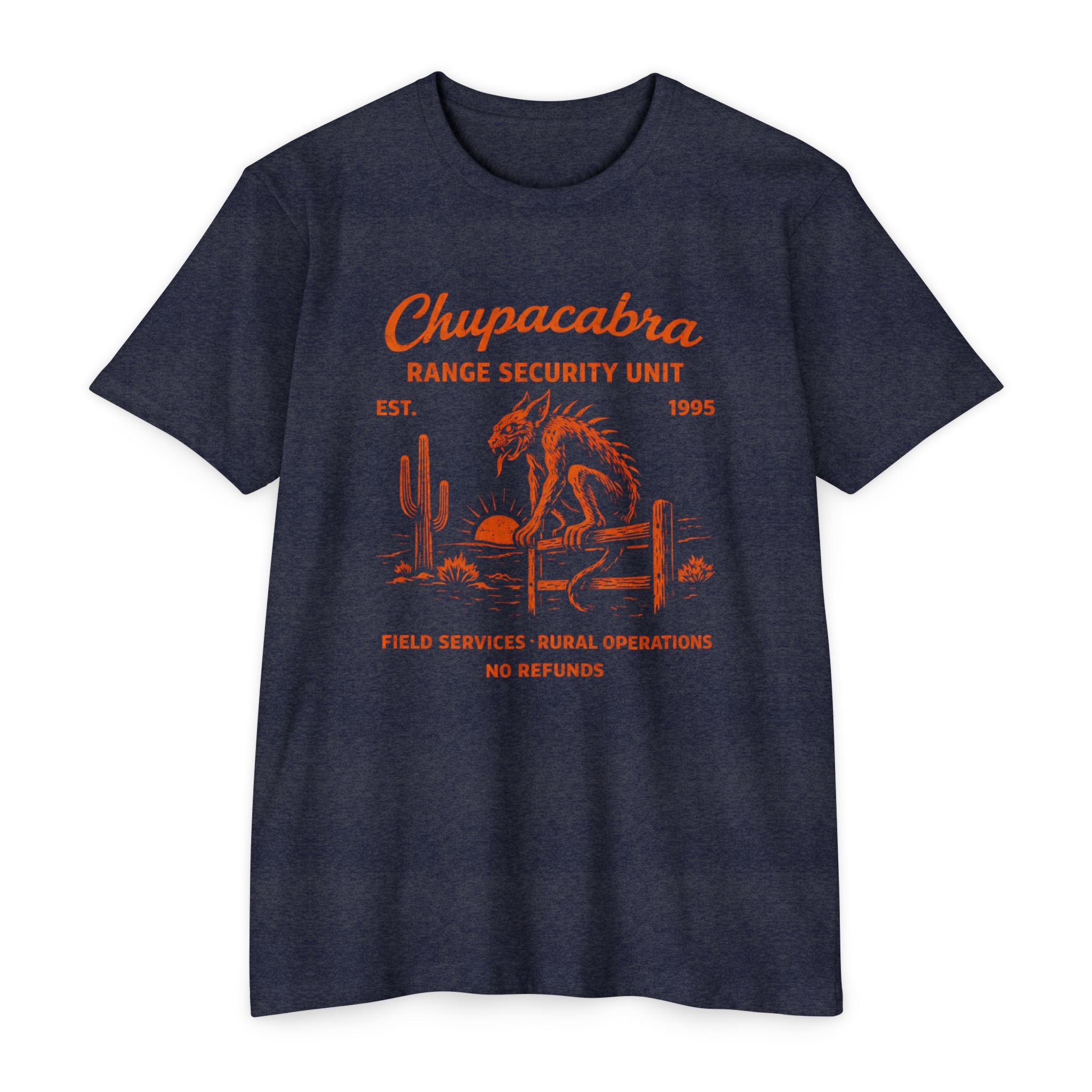 Chupacabra Range Security Unit T-Shirt — Vintage Cryptid Desert Graphic