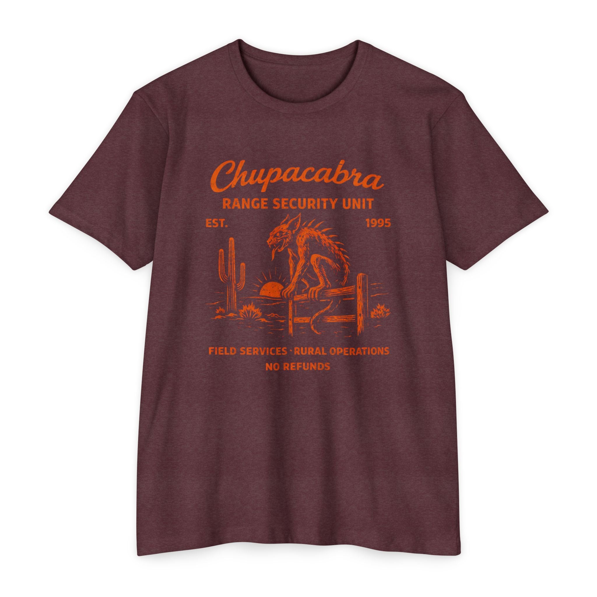 Chupacabra Range Security Unit T-Shirt — Vintage Cryptid Desert Graphic