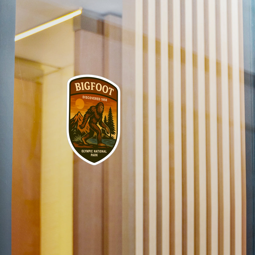 Bigfoot Patch Illustration Kiss-Cut Vinyl Decal | Olympic National Park
