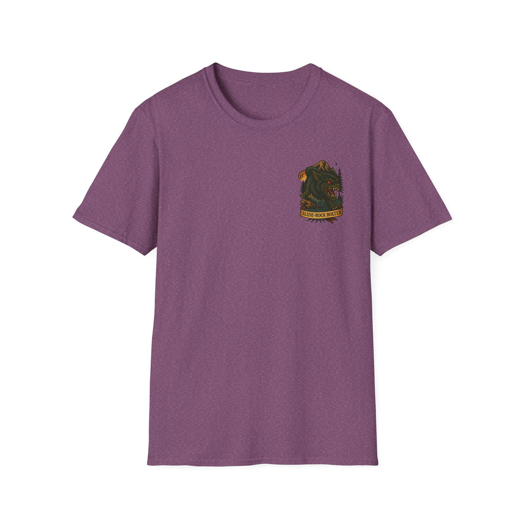 Slide-Rock Bolter Mountain Adventure Retro Graphic Tee | Cryptozoology Unisex Softstyle T-Shirt