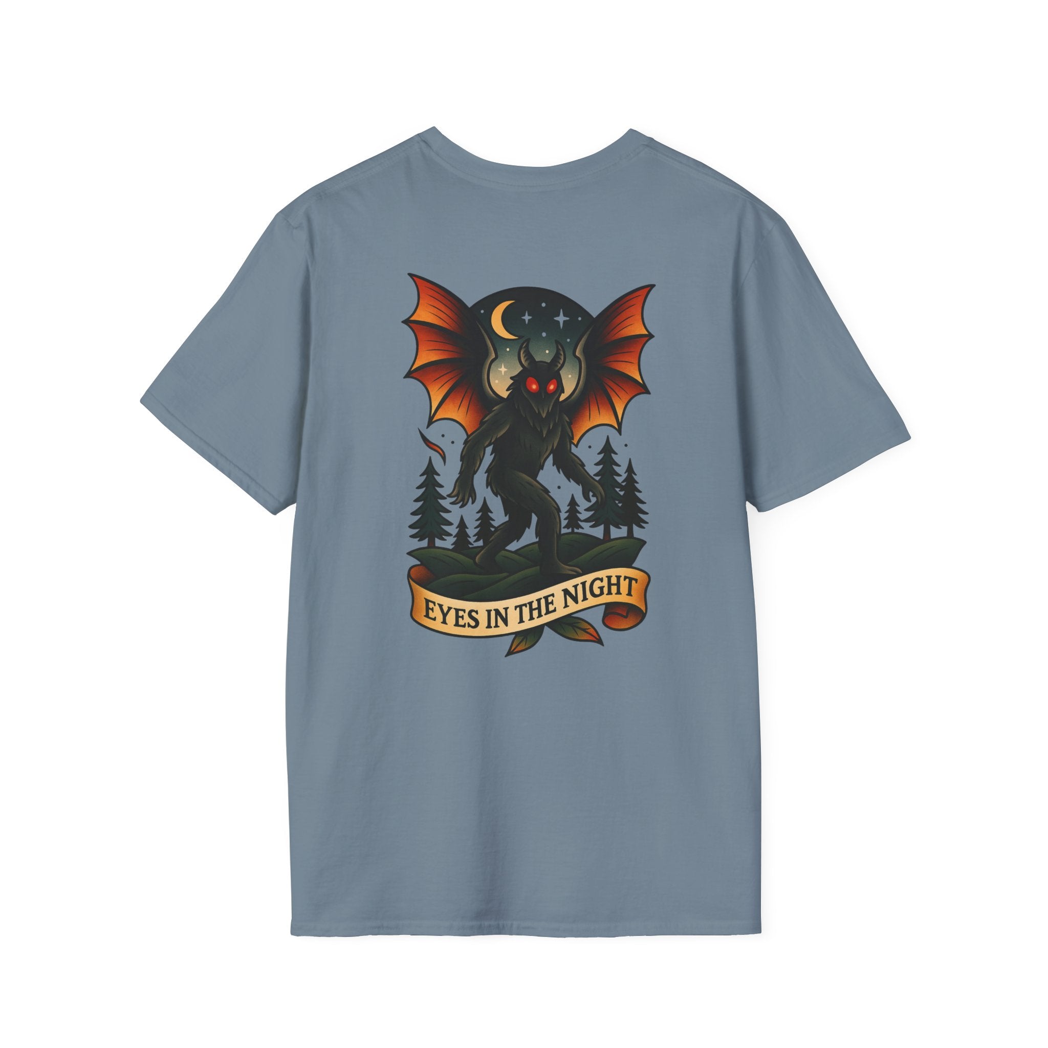Mothman Adventure Retro Graphic Tee | Cryptozoology Unisex Softstyle T-Shirt