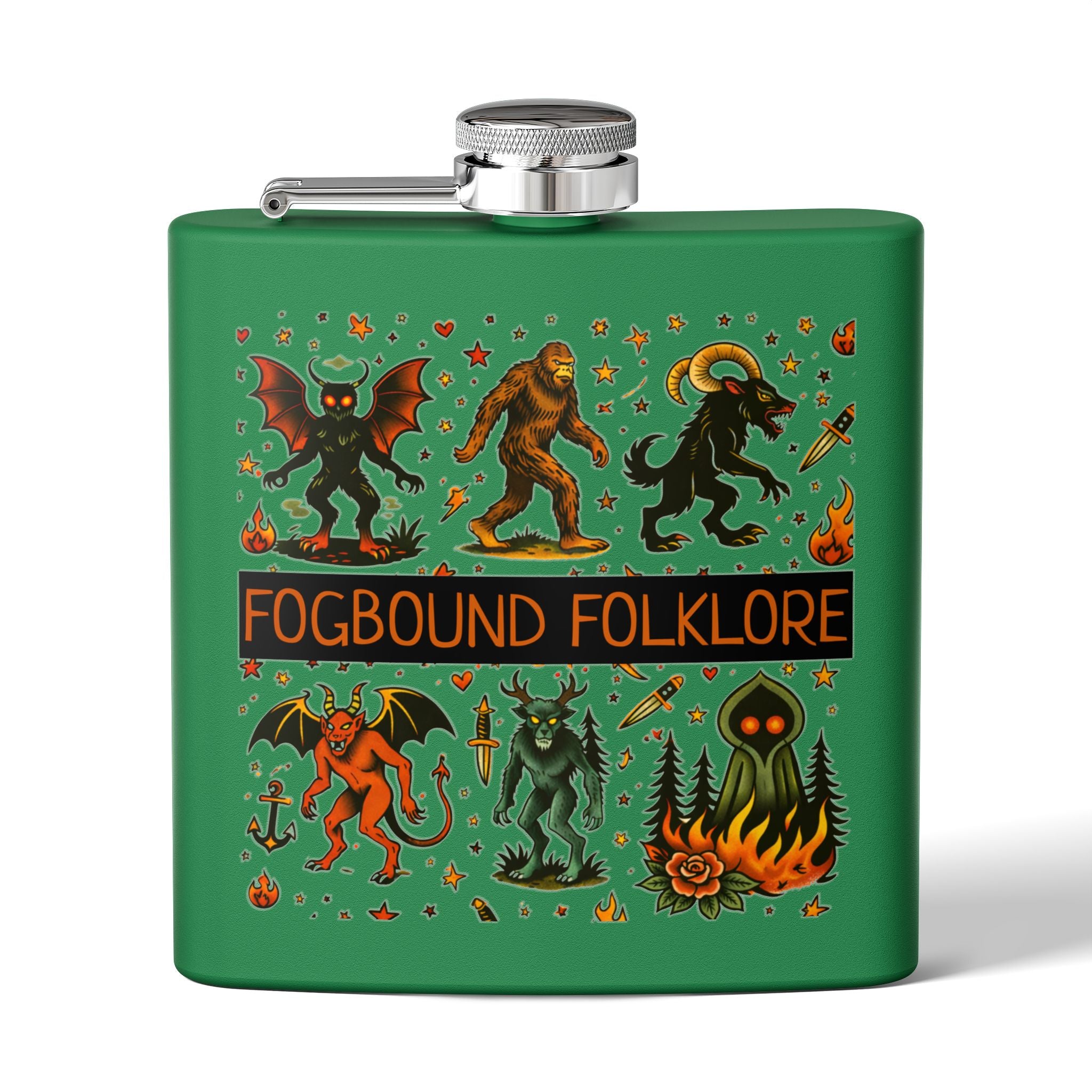 Vintage Monster Tattoo Art Hip Flask