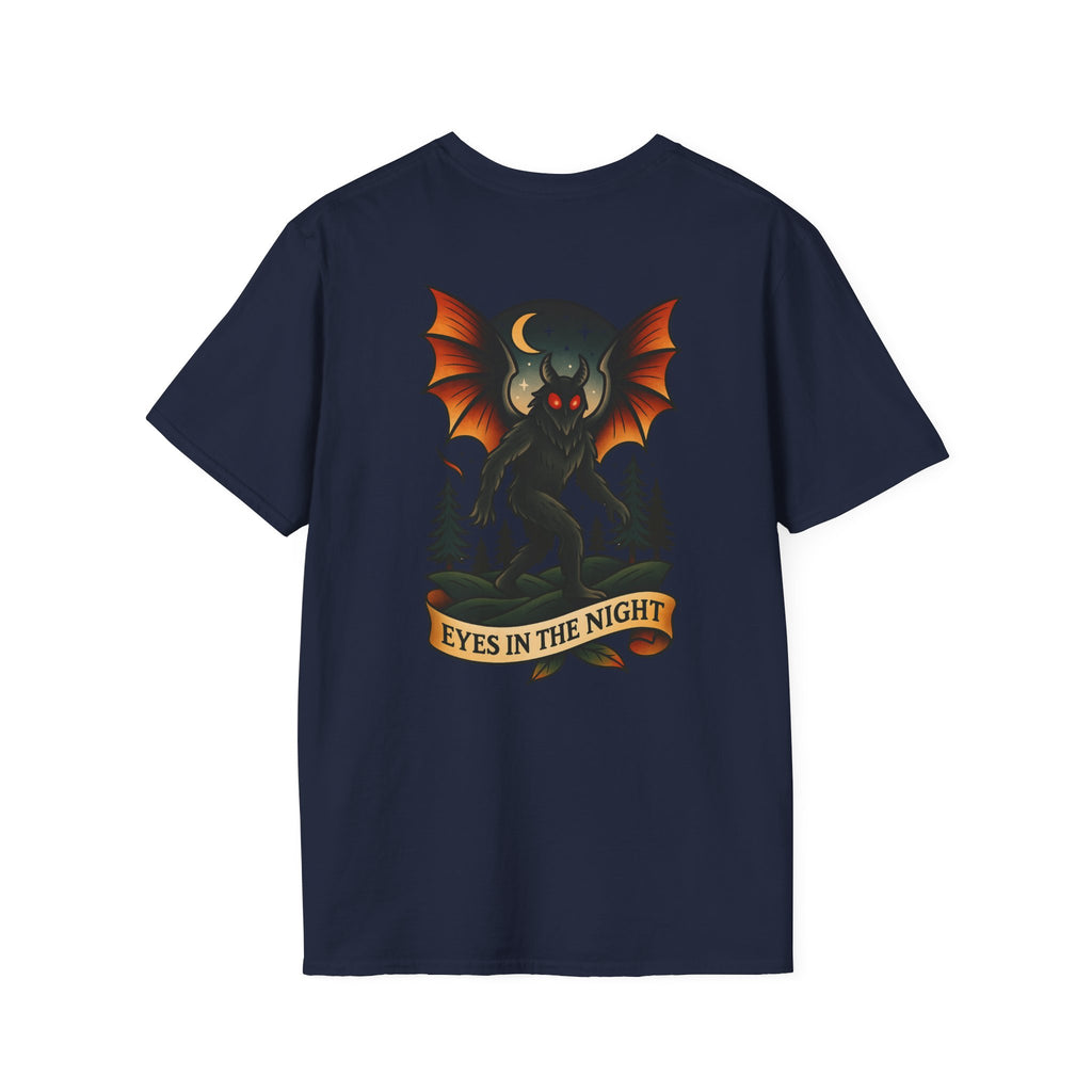 Mothman Adventure Retro Graphic Tee | Cryptozoology Unisex Softstyle T-Shirt
