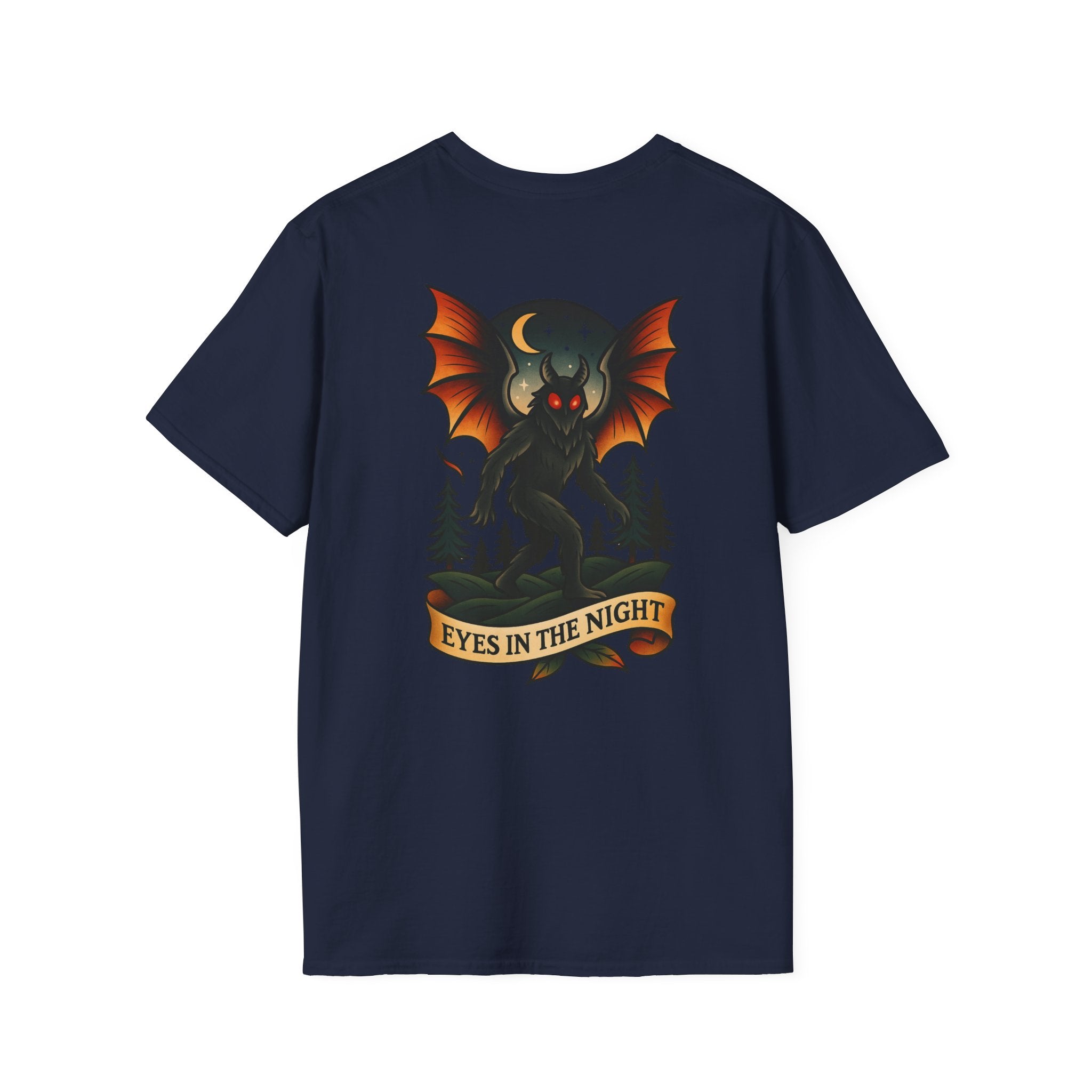 Mothman Adventure Retro Graphic Tee | Cryptozoology Unisex Softstyle T-Shirt