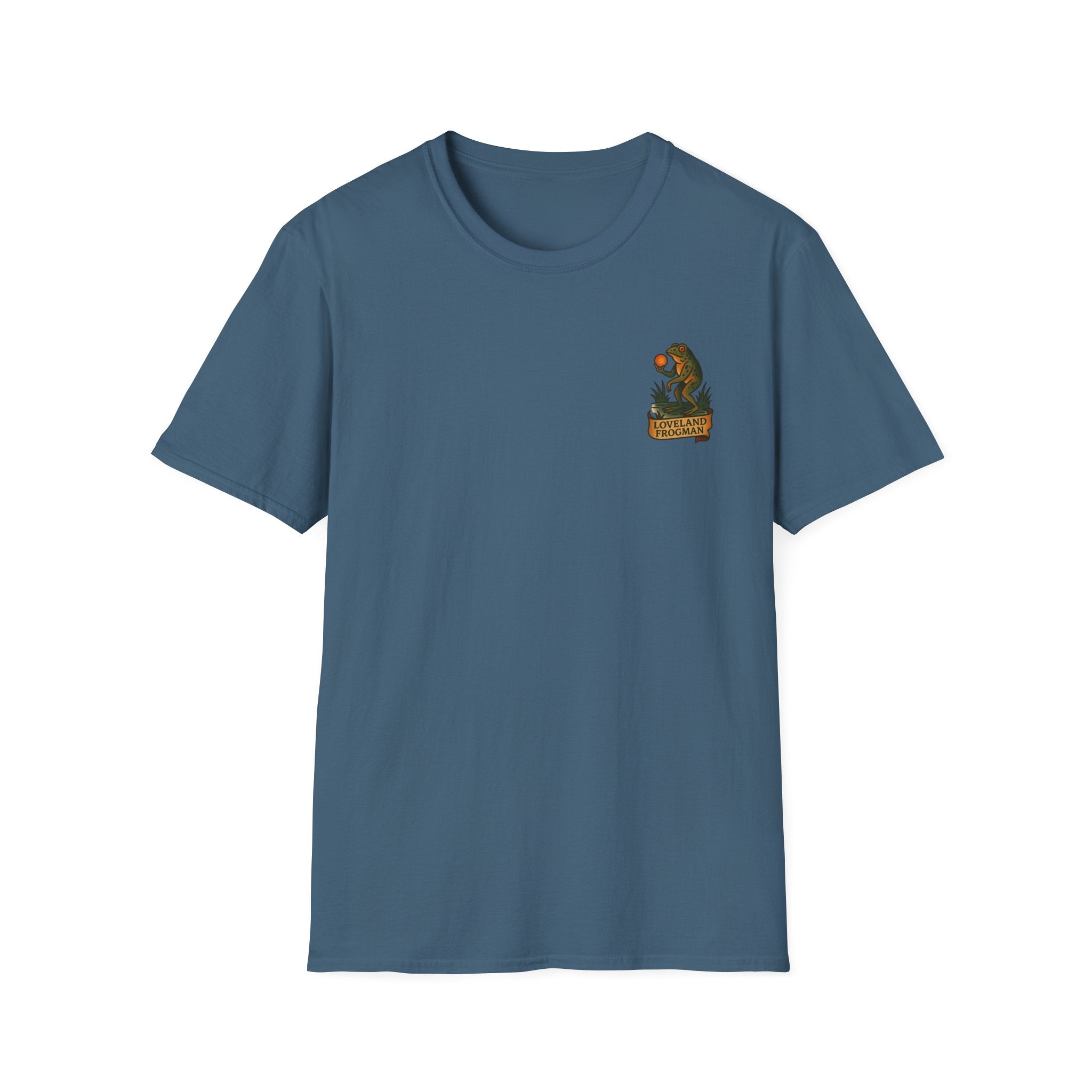 Loveland Frogman Adventure Retro Graphic Tee | Cryptozoology Unisex Softstyle T-Shirt