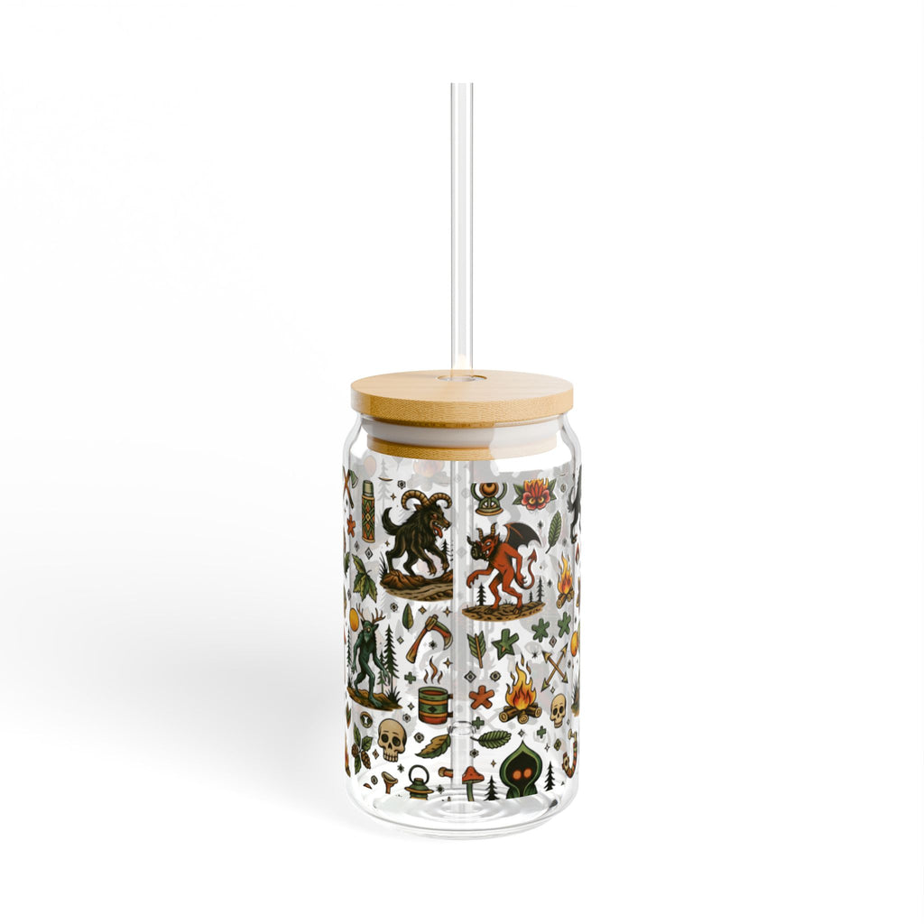 16oz Glass Sipper Cup Forest Monsters