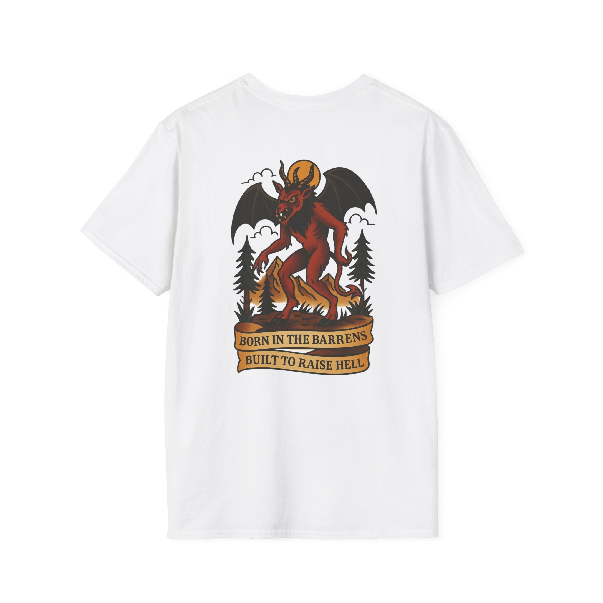 Jersey Devil Adventure Retro Graphic Tee | Cryptozoology Unisex Softstyle T-Shirt
