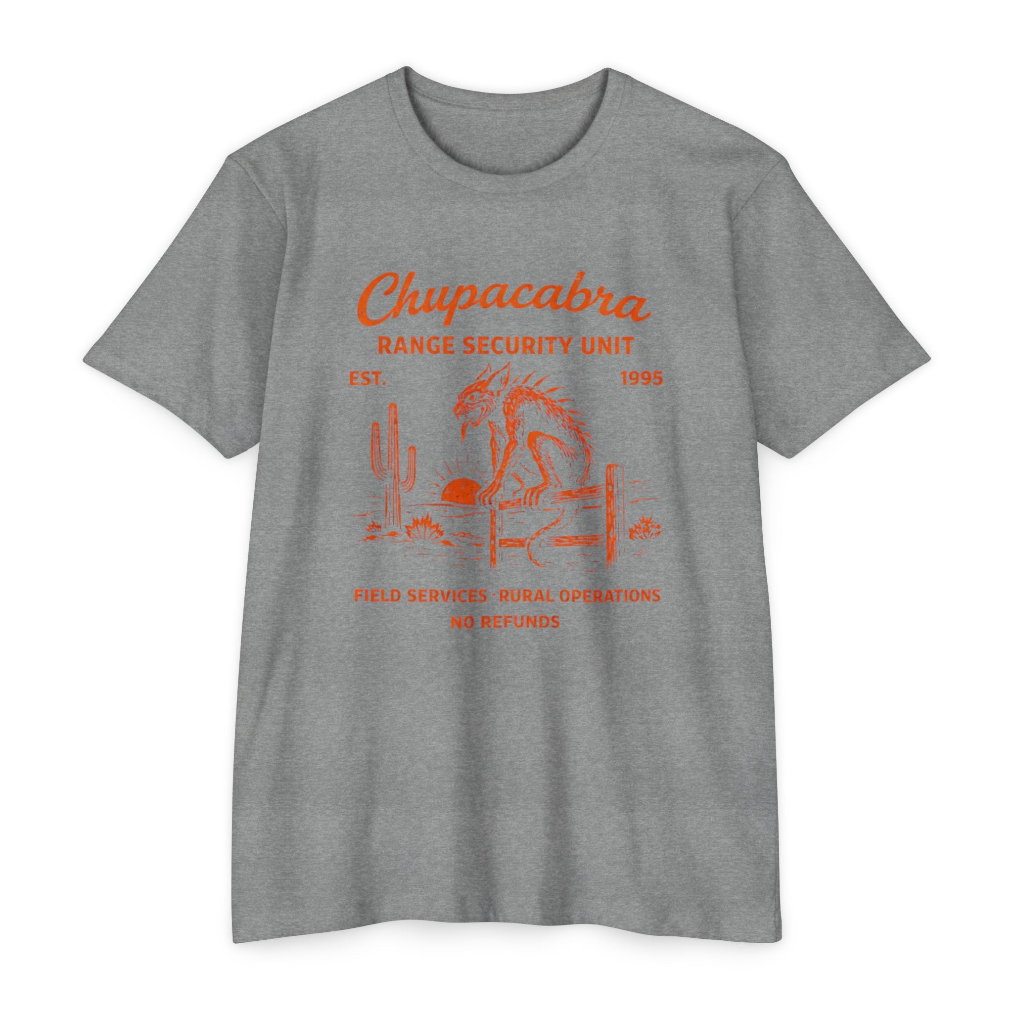 Chupacabra Range Security Unit T-Shirt — Vintage Cryptid Desert Graphic