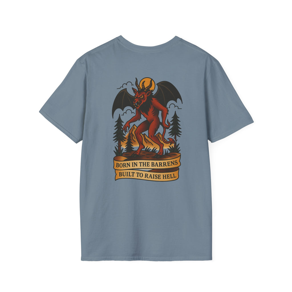 Jersey Devil Adventure Retro Graphic Tee | Cryptozoology Unisex Softstyle T-Shirt