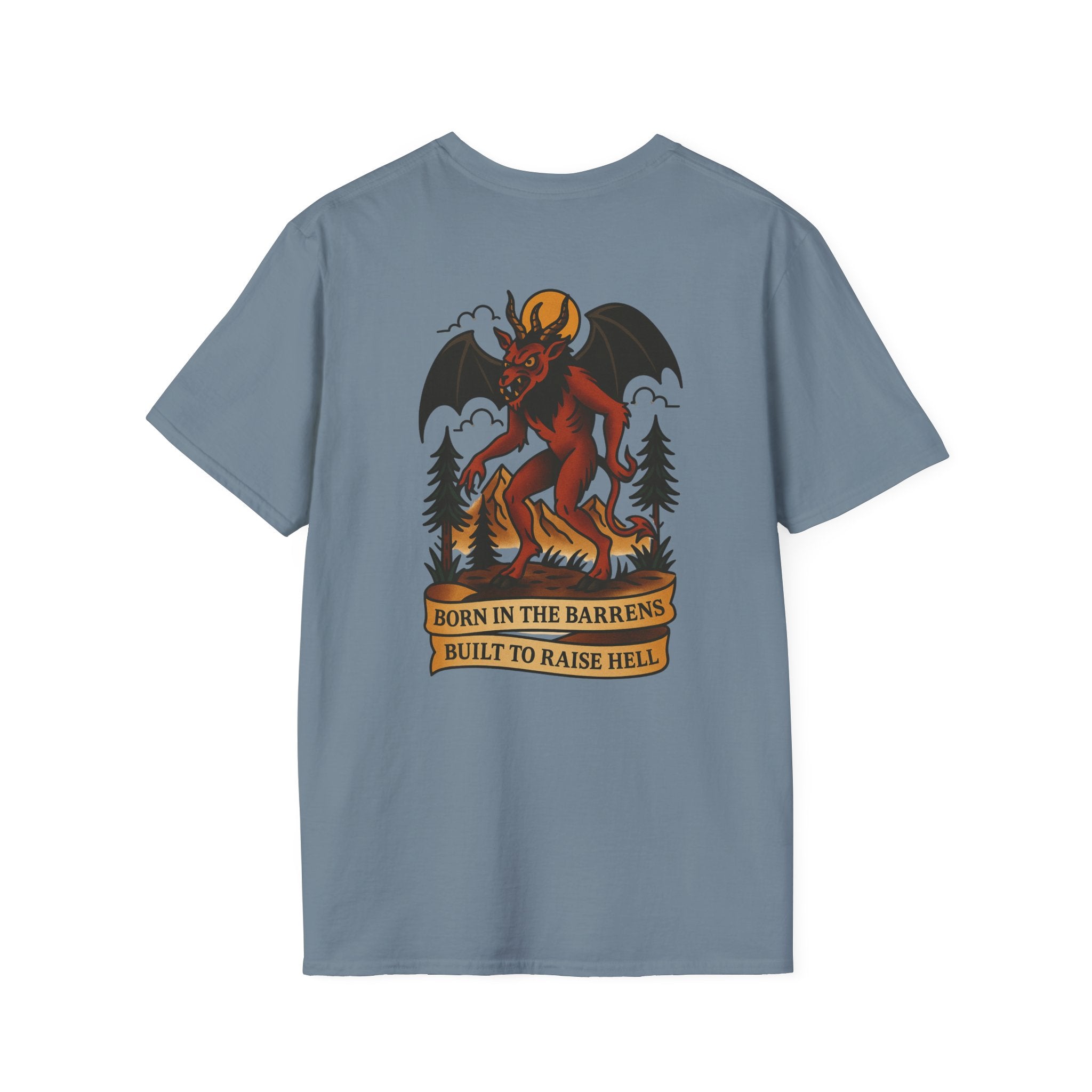 Jersey Devil Adventure Retro Graphic Tee | Cryptozoology Unisex Softstyle T-Shirt