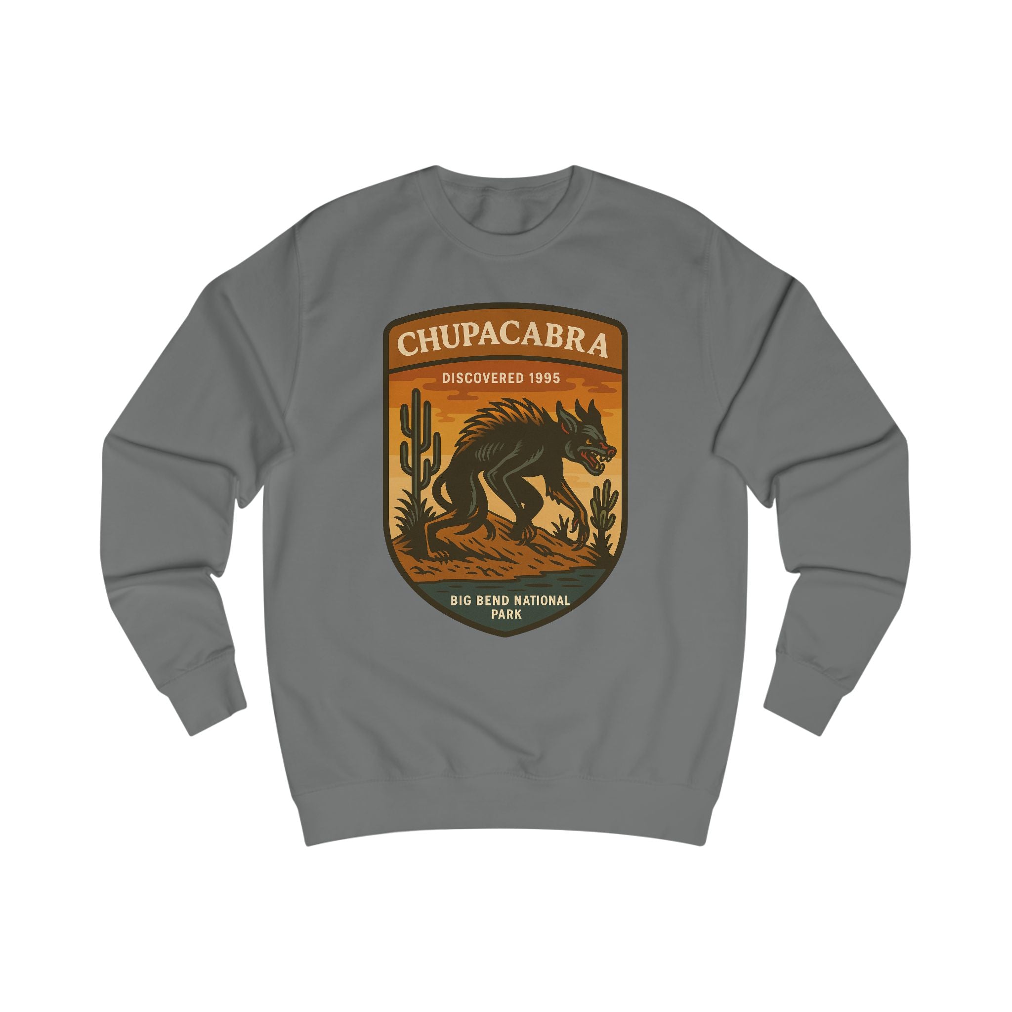 Chupacabra Adventure Sweatshirt | Retro National Park Cryptid