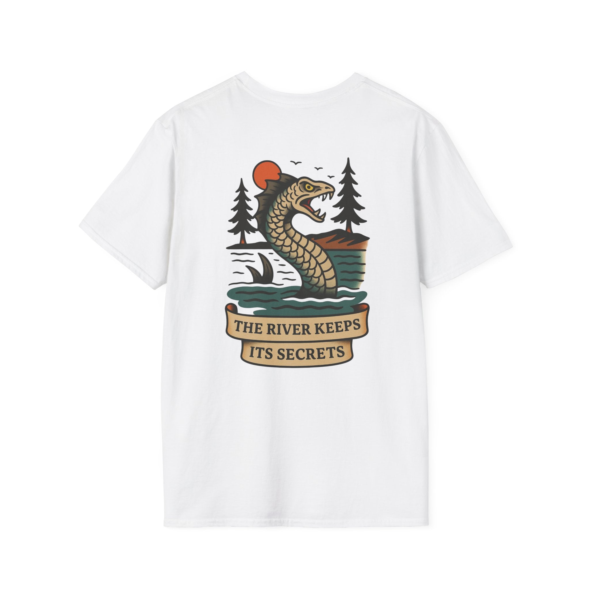 The White River Monster Adventure Retro Graphic Tee | Cryptozoology Unisex Softstyle T-Shirt