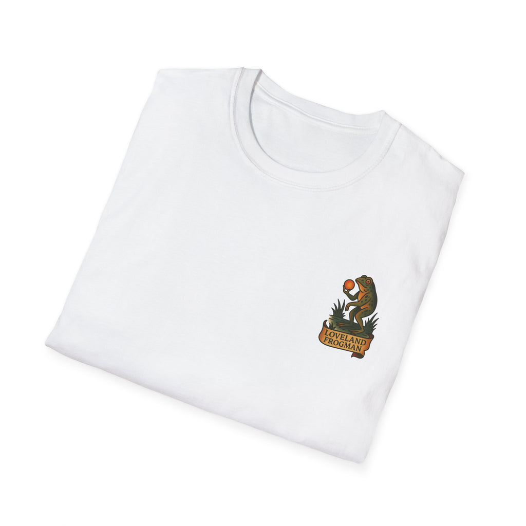 Loveland Frogman Adventure Retro Graphic Tee | Cryptozoology Unisex Softstyle T-Shirt