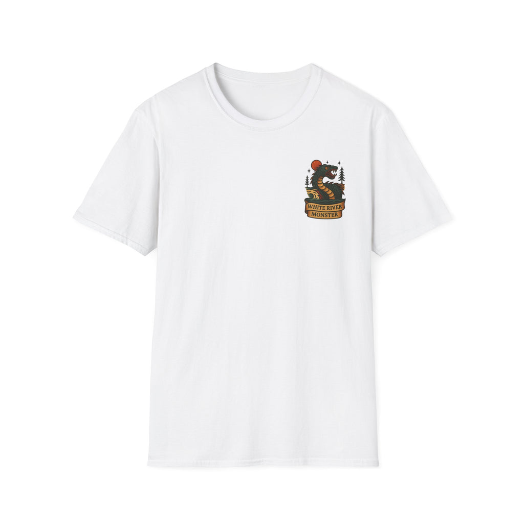 The White River Monster Adventure Retro Graphic Tee | Cryptozoology Unisex Softstyle T-Shirt