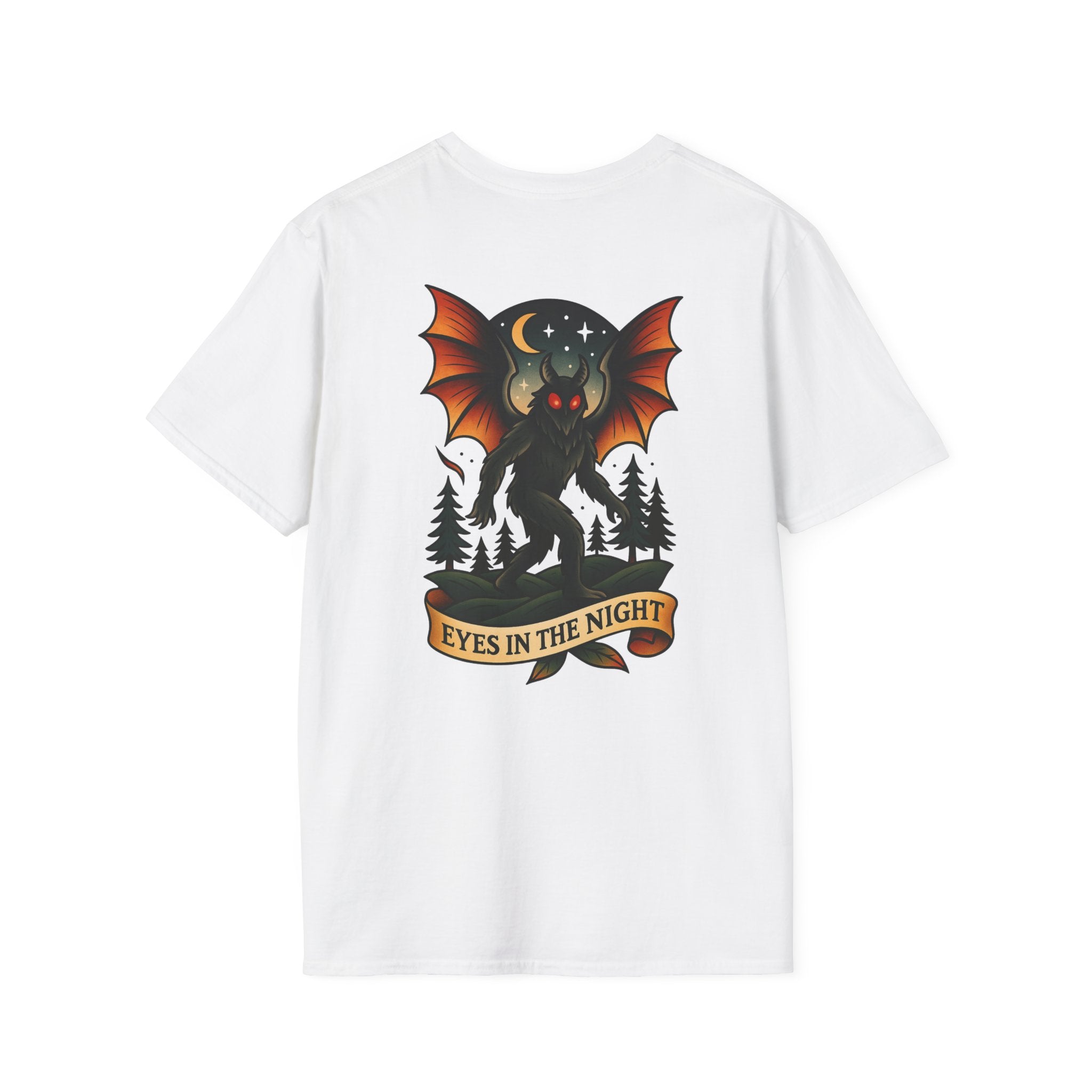 Mothman Adventure Retro Graphic Tee | Cryptozoology Unisex Softstyle T-Shirt
