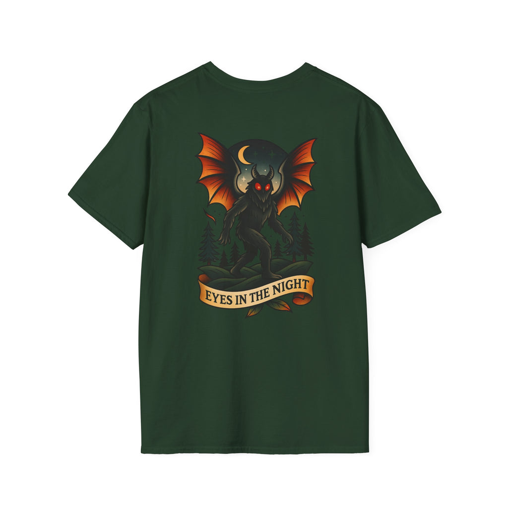 Mothman Adventure Retro Graphic Tee | Cryptozoology Unisex Softstyle T-Shirt