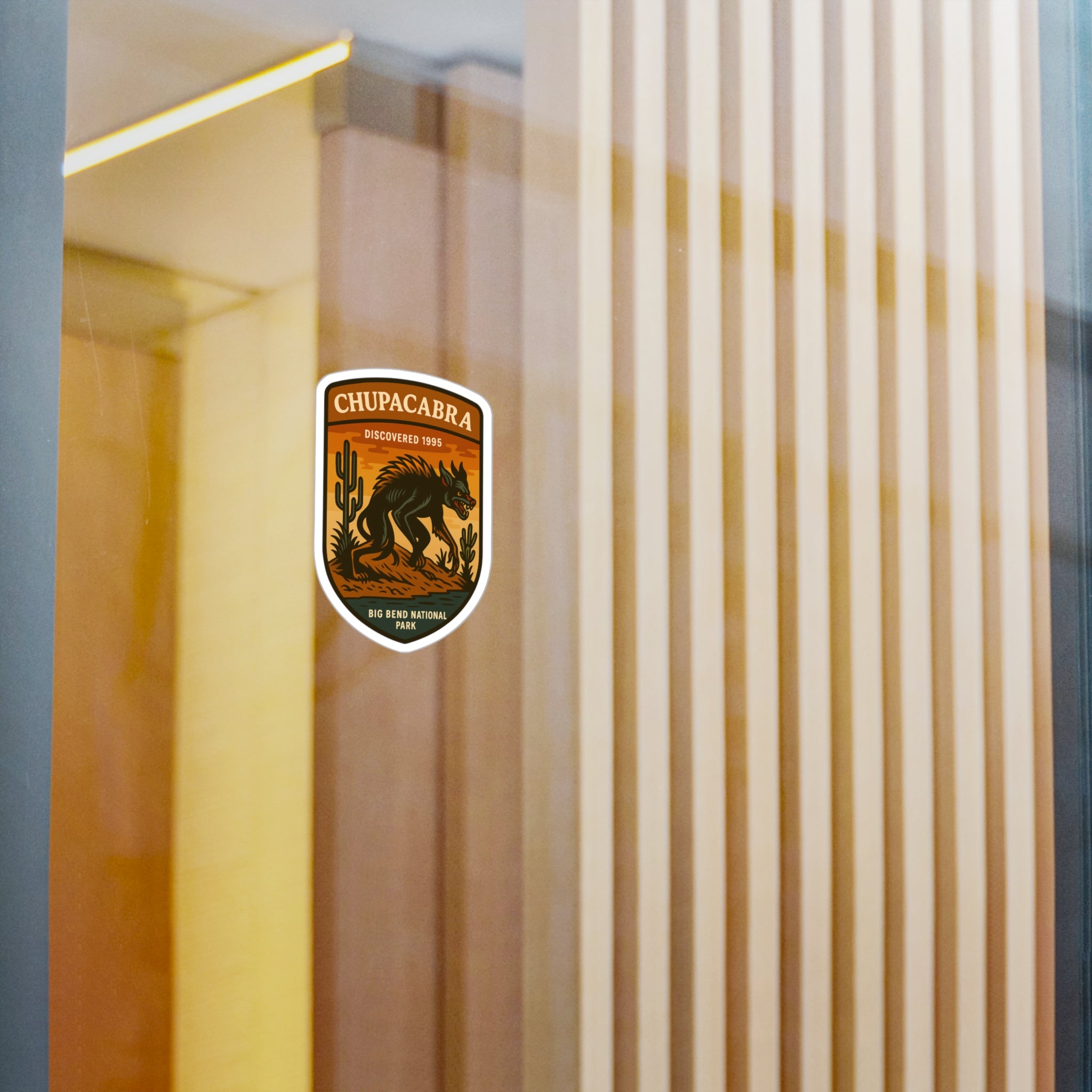 Chupacabra Badge Kiss-Cut Vinyl Decal | Mythic Creature Sticker