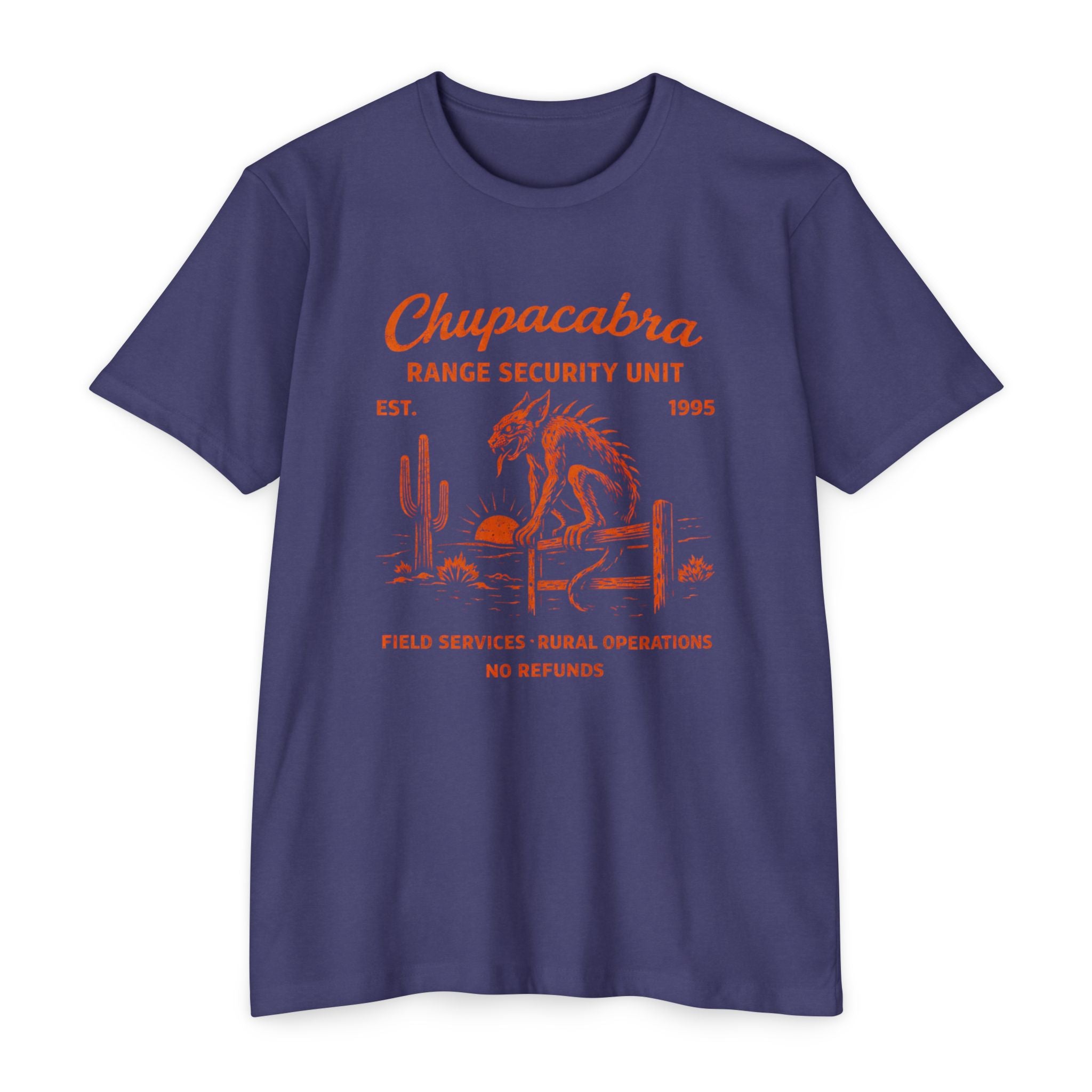 Chupacabra Range Security Unit T-Shirt — Vintage Cryptid Desert Graphic