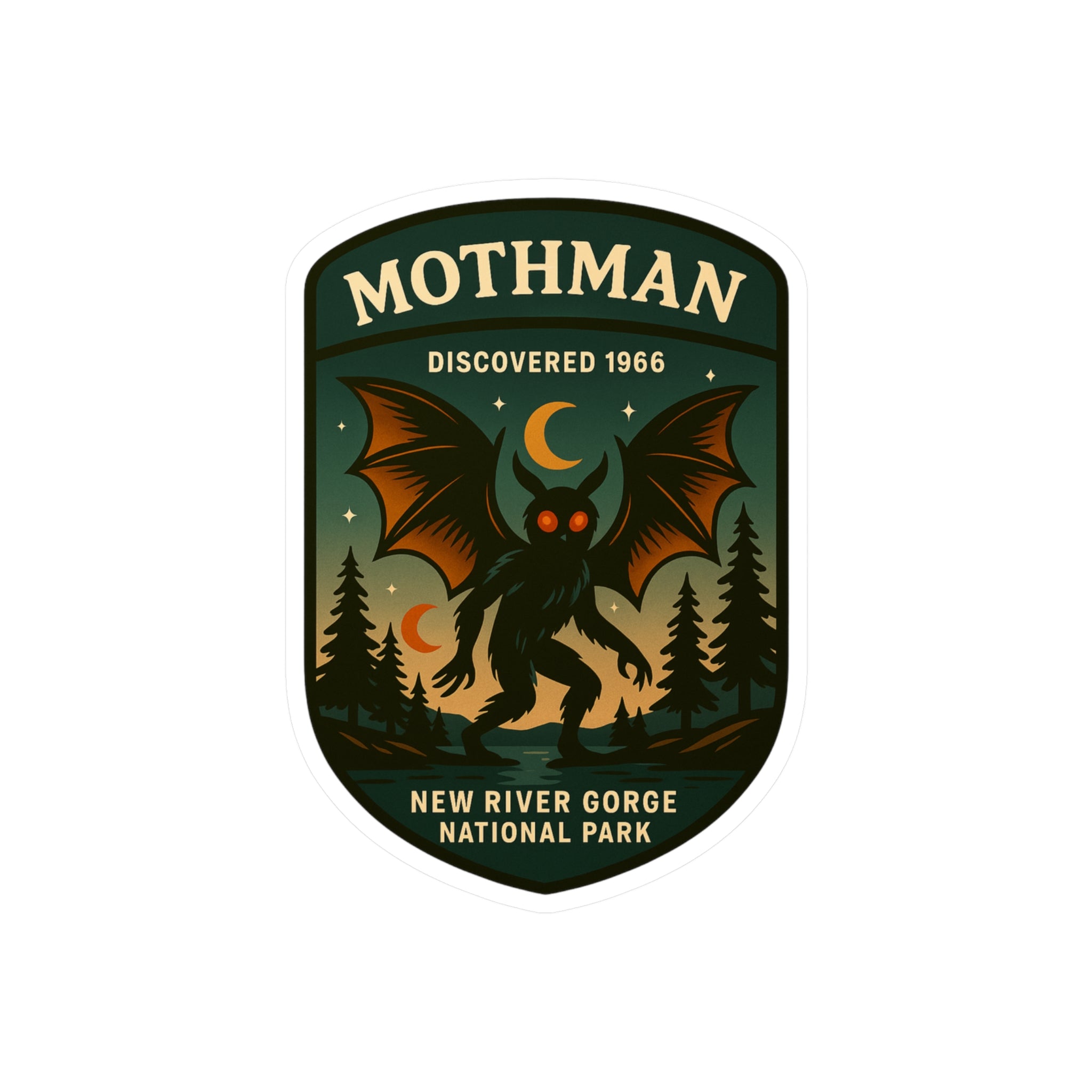Mothman National Park Patch Sticker | Kiss-Cut Vinyl Decal