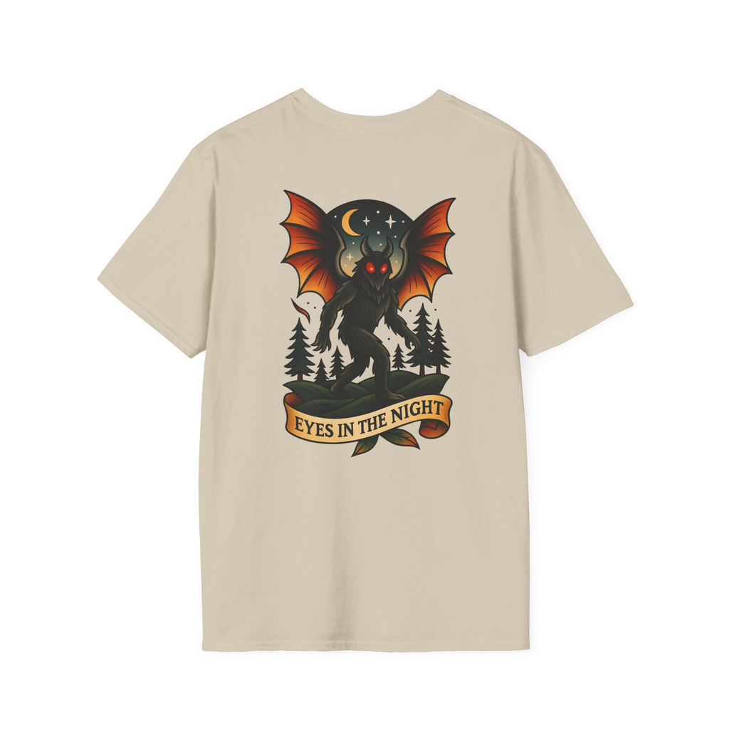 Mothman Adventure Retro Graphic Tee | Cryptozoology Unisex Softstyle T-Shirt