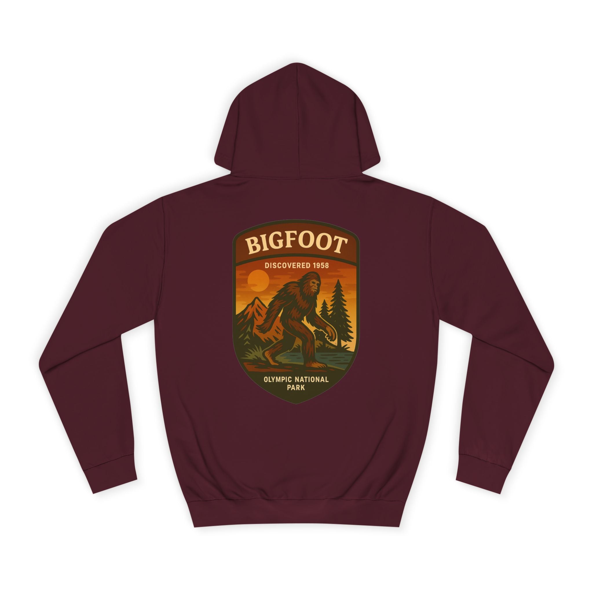 Bigfoot Discovery Patch Hoodie | Retro National Park Style