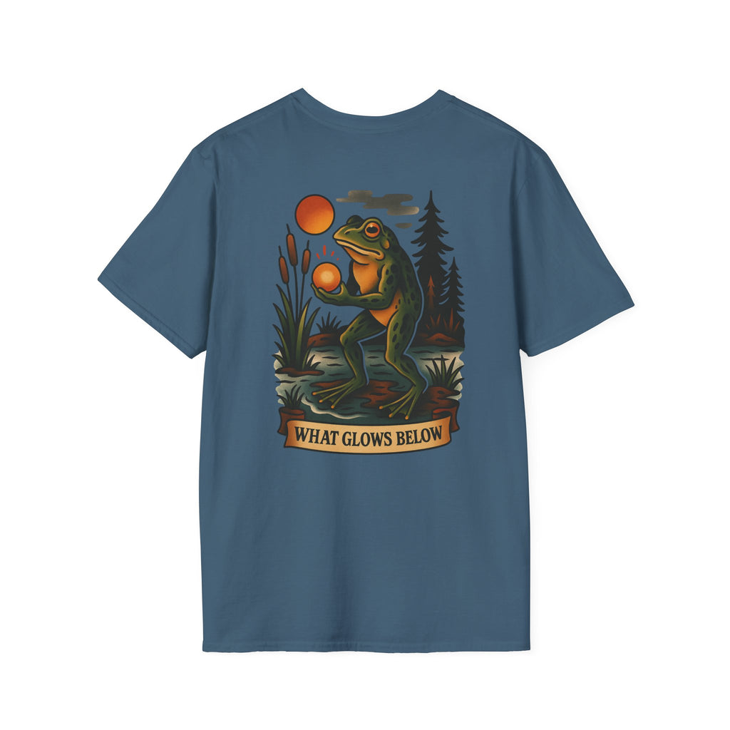 Loveland Frogman Adventure Retro Graphic Tee | Cryptozoology Unisex Softstyle T-Shirt