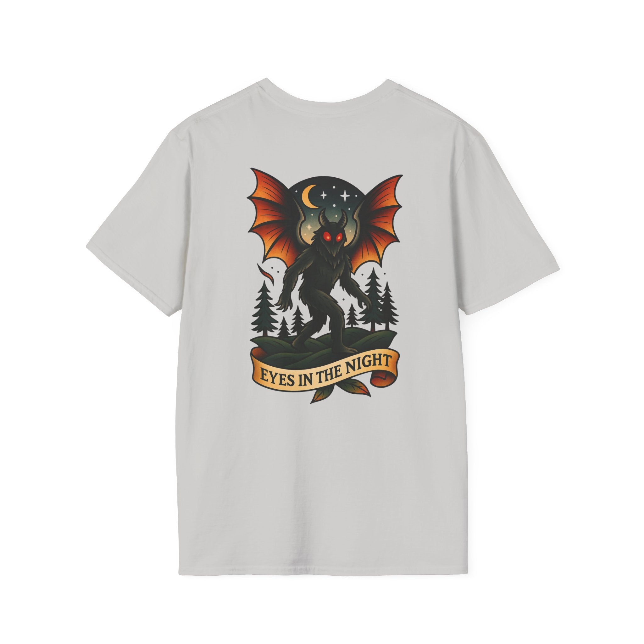 Mothman Adventure Retro Graphic Tee | Cryptozoology Unisex Softstyle T-Shirt