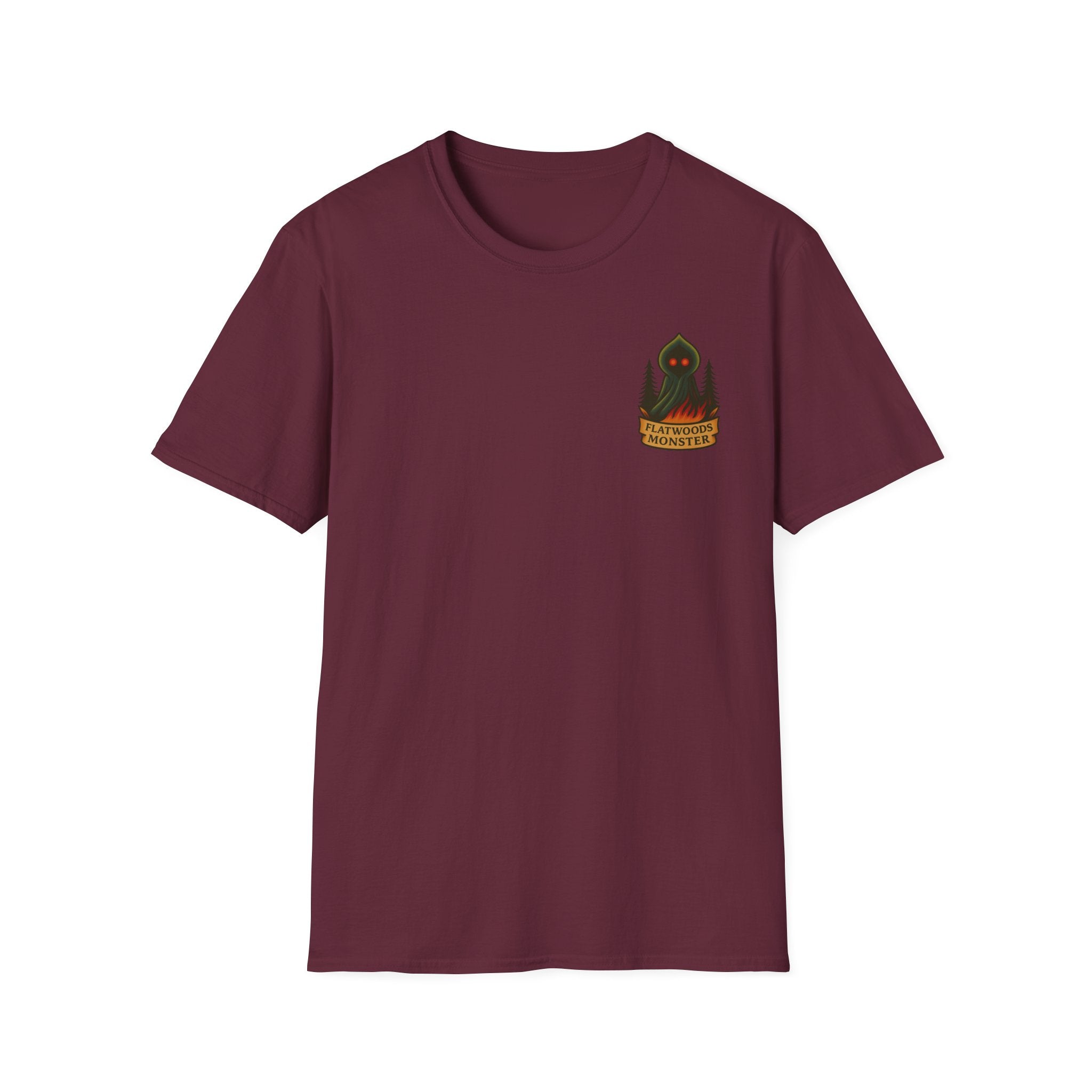 Flatwoods Monster Adventure Retro Graphic Tee | Cryptozoology Unisex Softstyle T-Shirt
