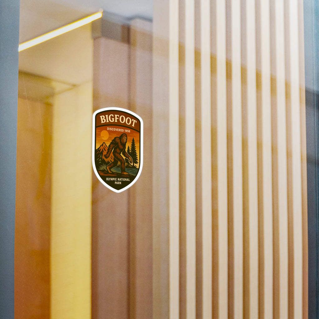 Bigfoot Patch Illustration Kiss-Cut Vinyl Decal | Olympic National Park