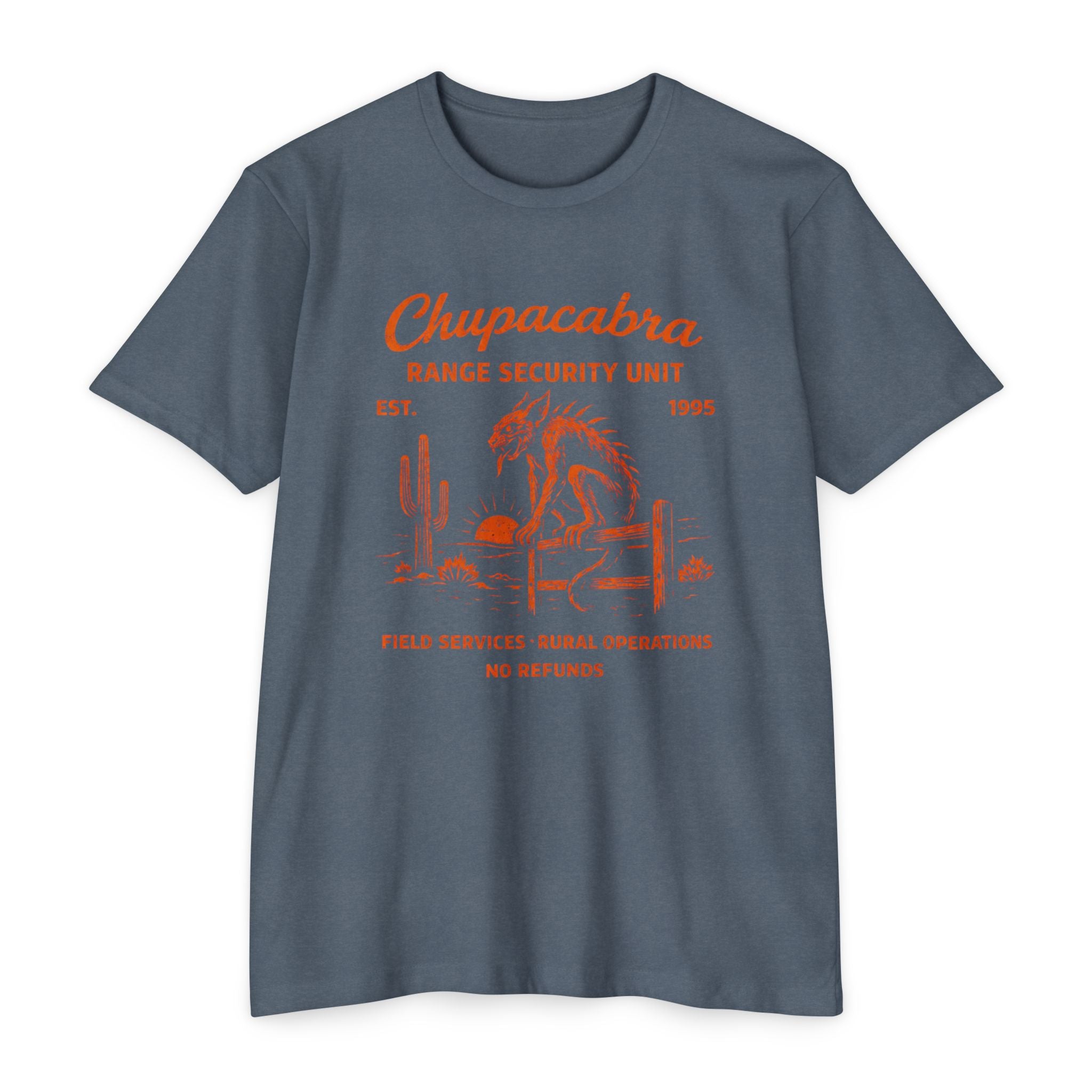 Chupacabra Range Security Unit T-Shirt — Vintage Cryptid Desert Graphic