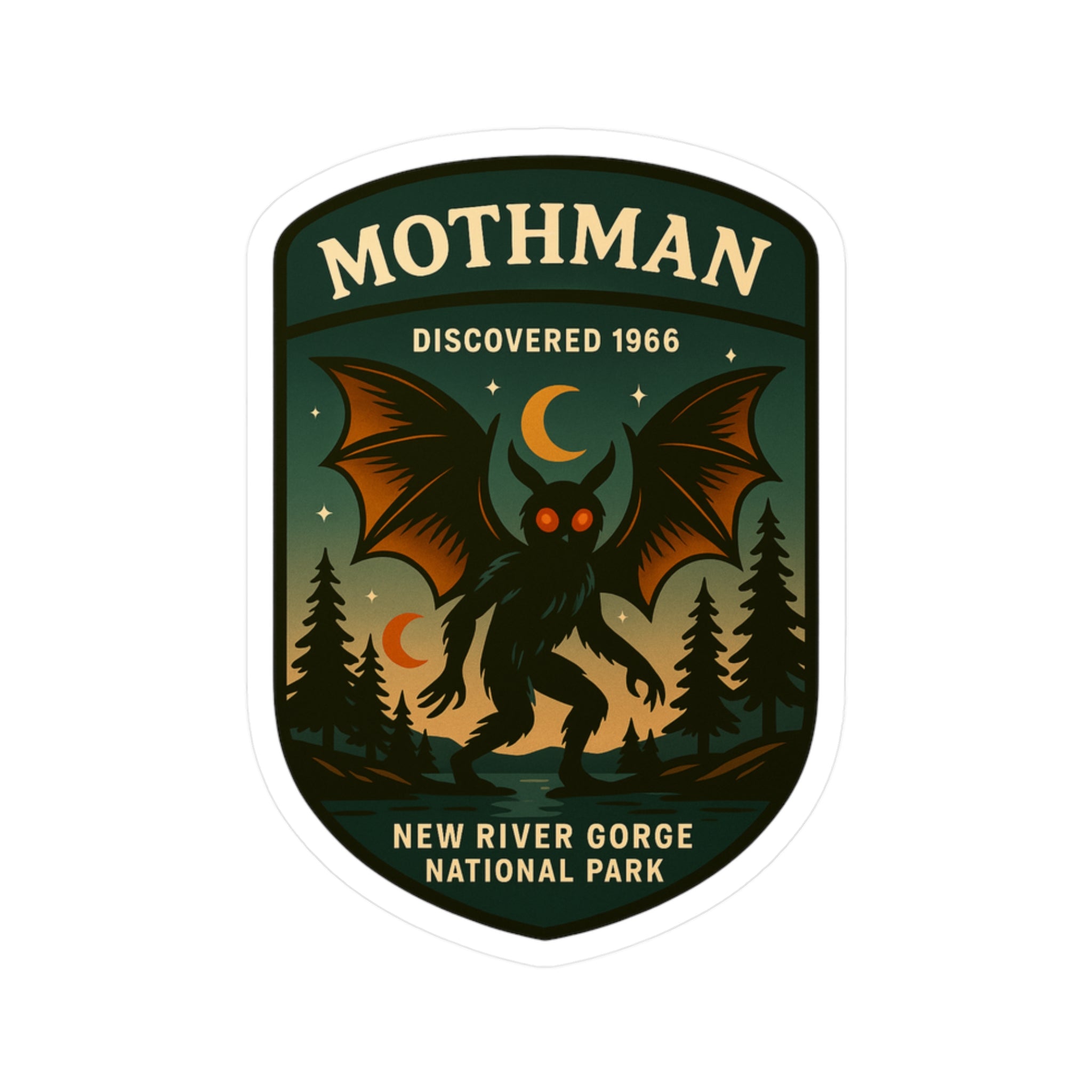 Mothman National Park Patch Sticker | Kiss-Cut Vinyl Decal