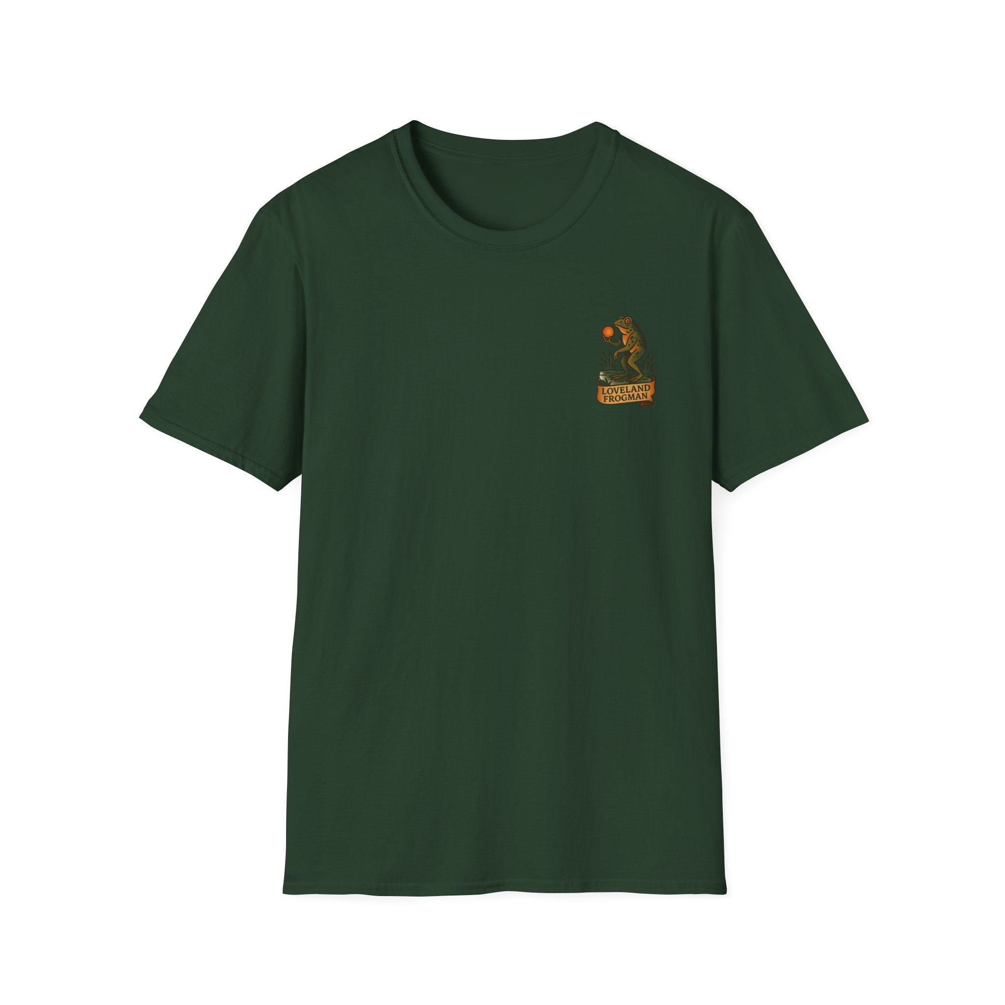 Loveland Frogman Adventure Retro Graphic Tee | Cryptozoology Unisex Softstyle T-Shirt