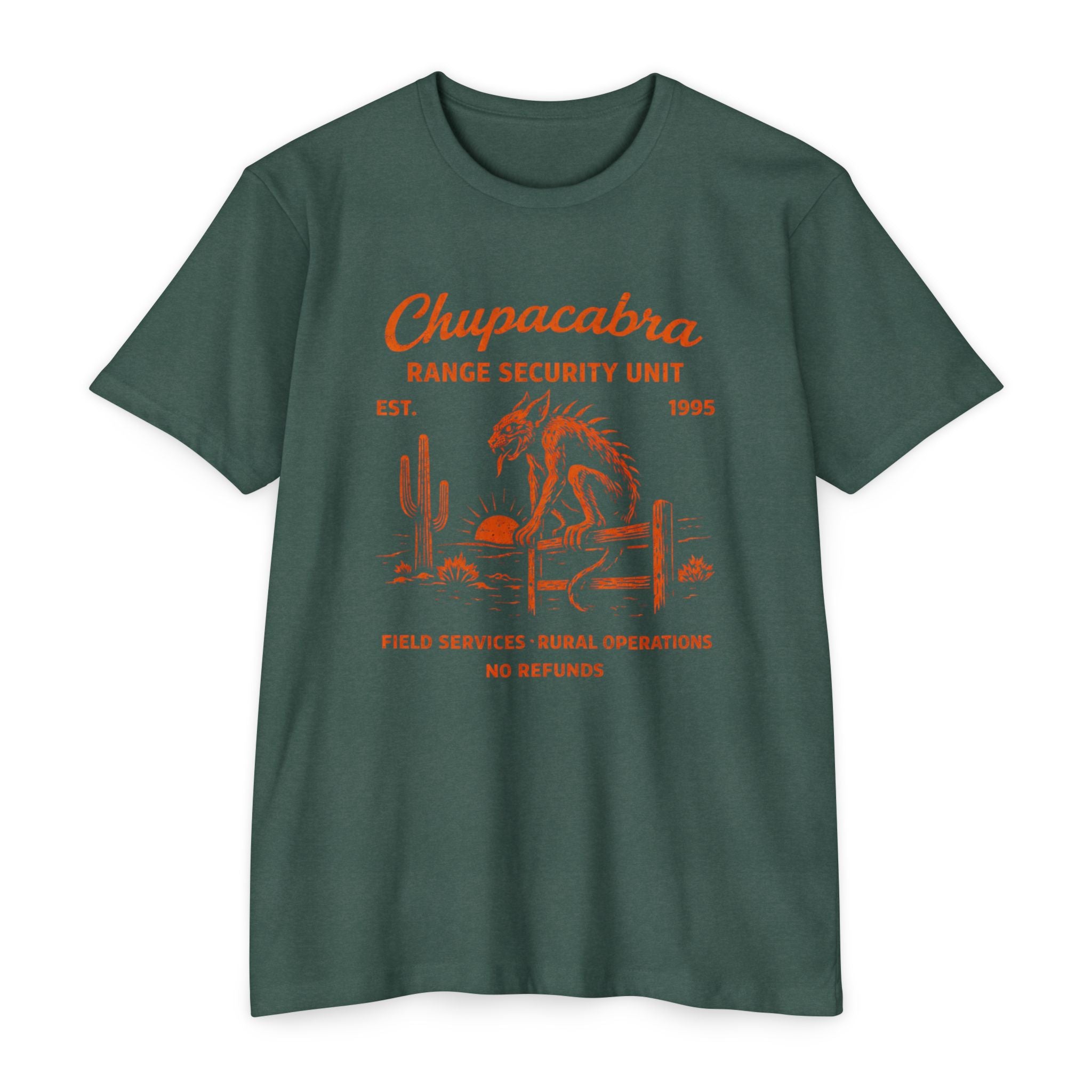 Chupacabra Range Security Unit T-Shirt — Vintage Cryptid Desert Graphic