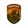 Bigfoot Patch Illustration Kiss-Cut Vinyl Decal | Olympic National Park