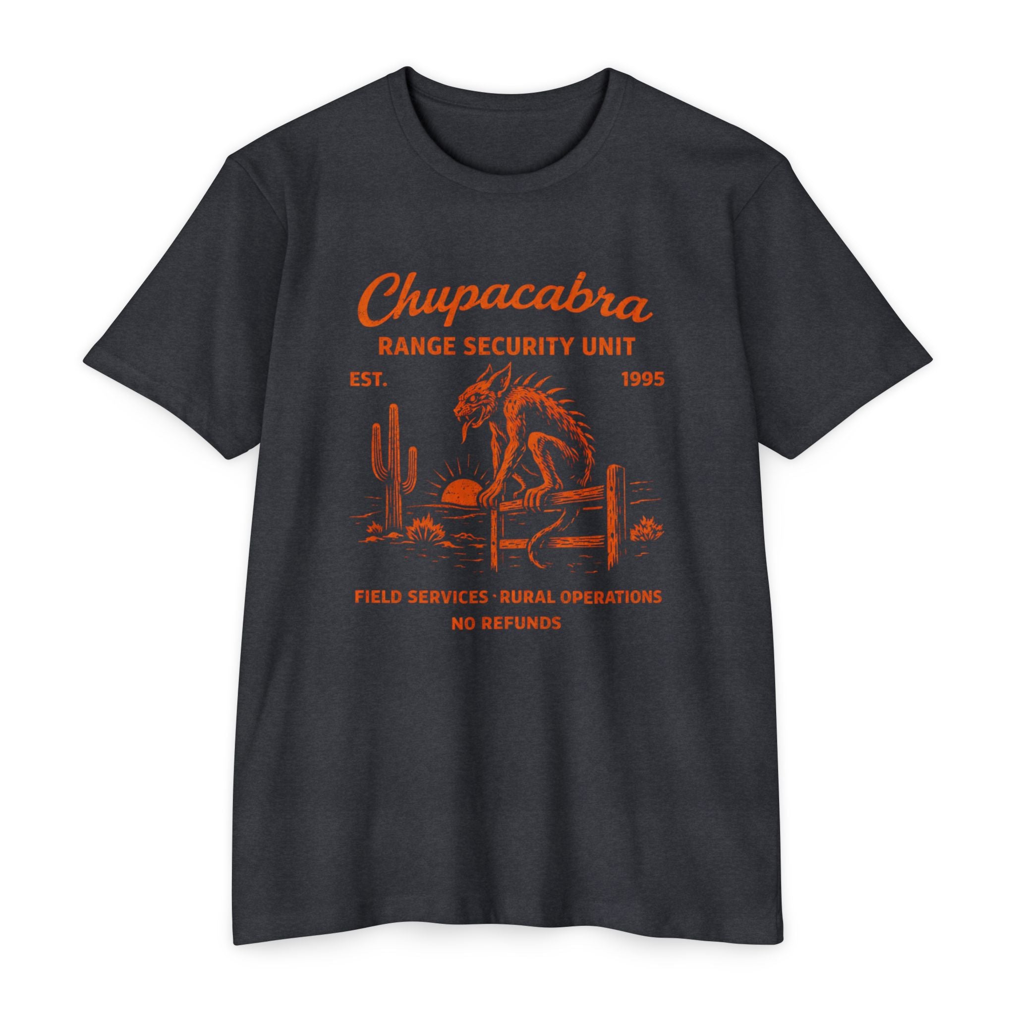 Chupacabra Range Security Unit T-Shirt — Vintage Cryptid Desert Graphic