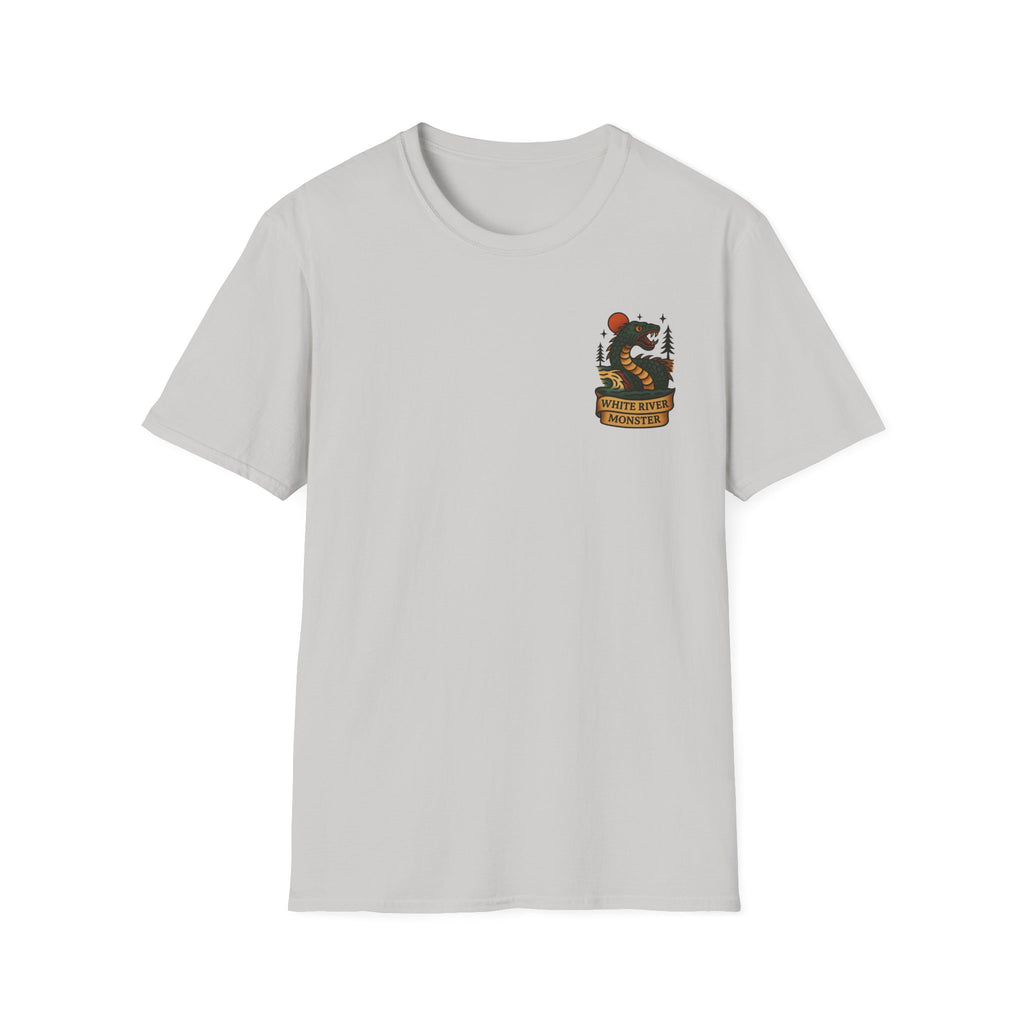 The White River Monster Adventure Retro Graphic Tee | Cryptozoology Unisex Softstyle T-Shirt