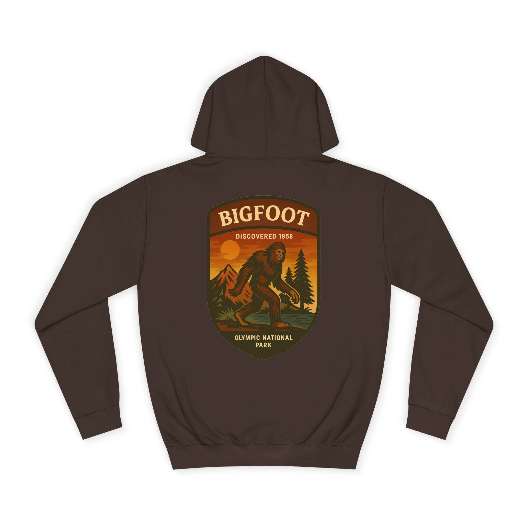 Bigfoot Discovery Patch Hoodie | Retro National Park Style