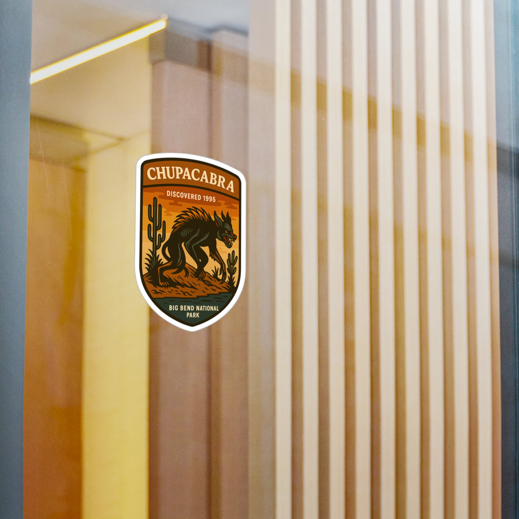 Chupacabra Badge Kiss-Cut Vinyl Decal | Mythic Creature Sticker