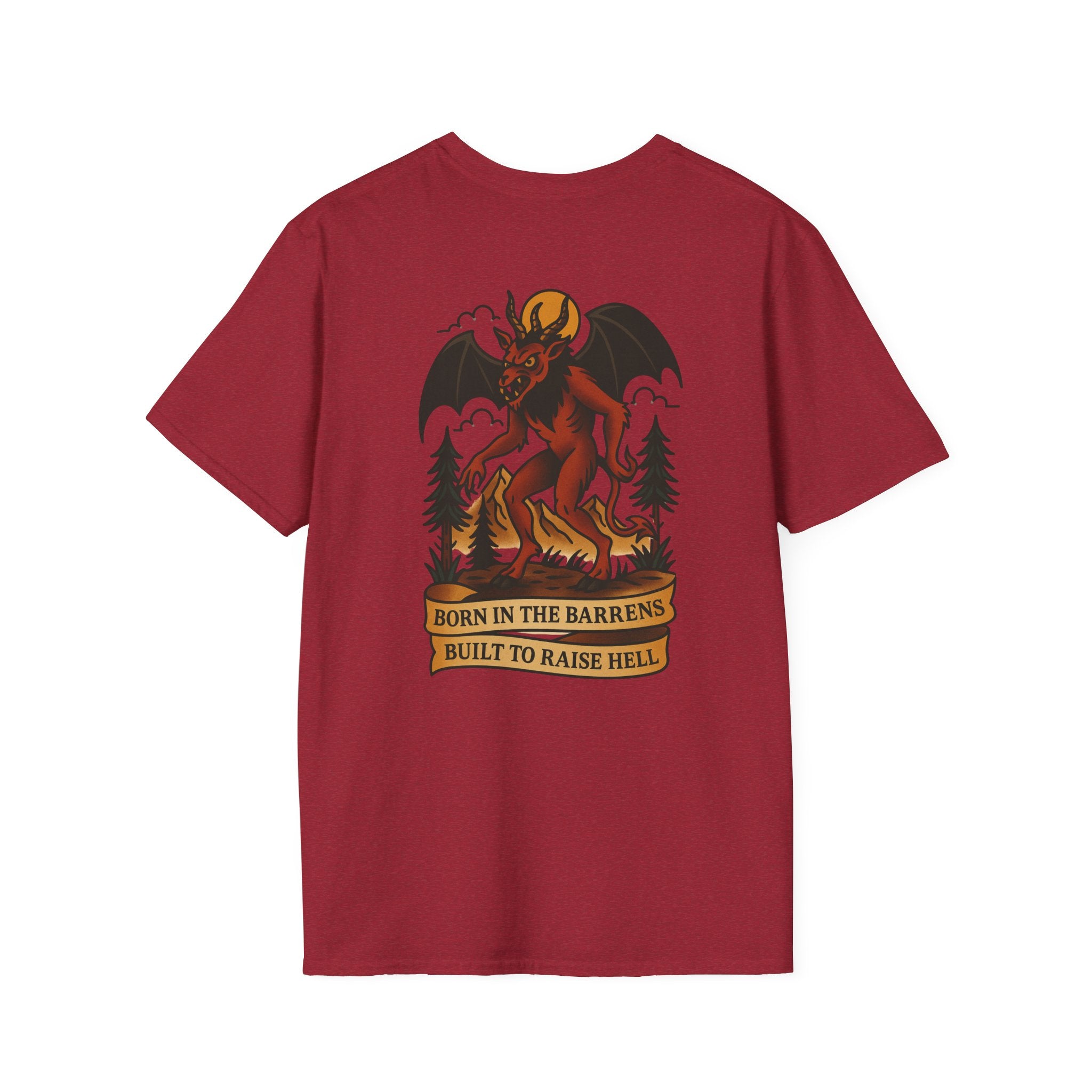 Jersey Devil Adventure Retro Graphic Tee | Cryptozoology Unisex Softstyle T-Shirt