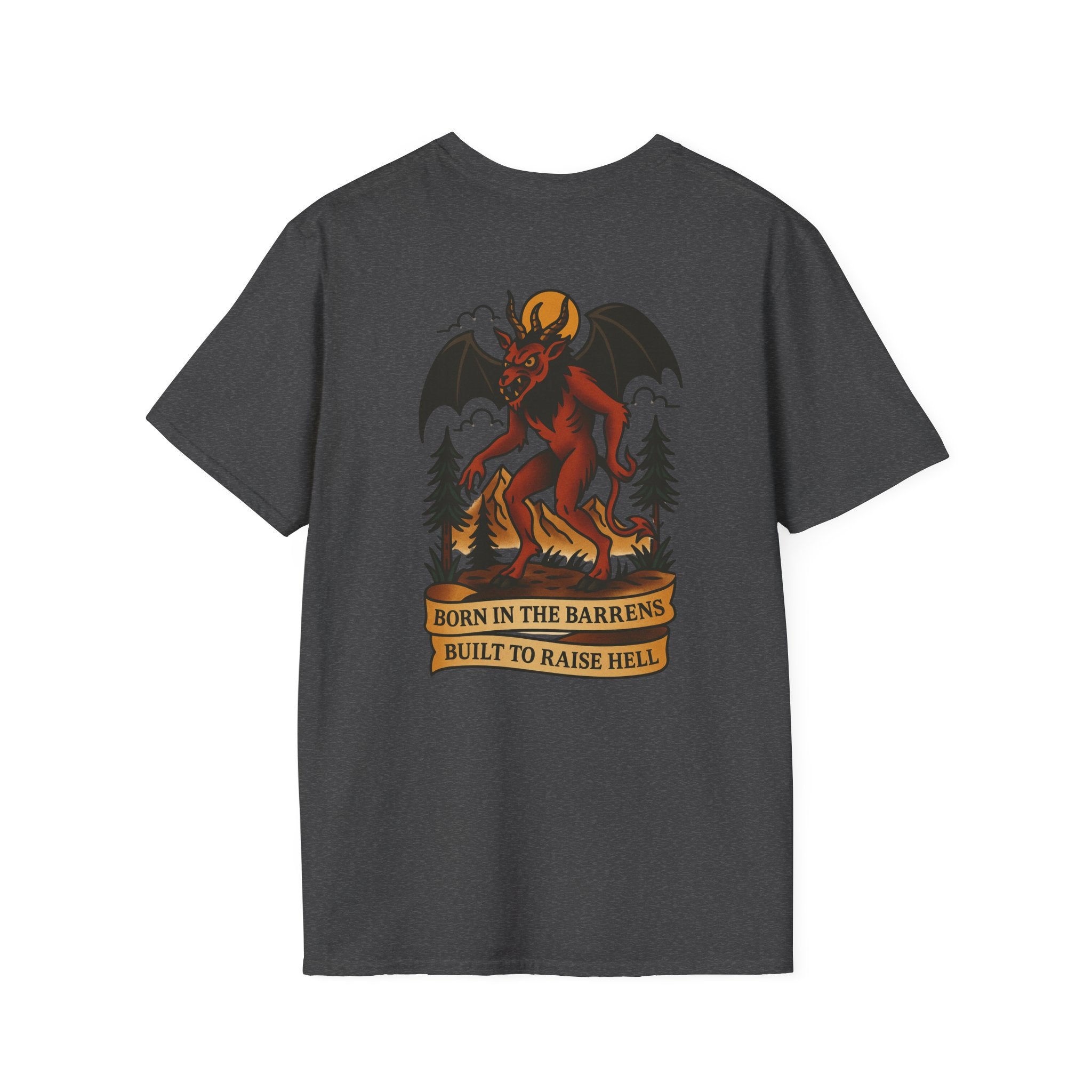 Jersey Devil Adventure Retro Graphic Tee | Cryptozoology Unisex Softstyle T-Shirt